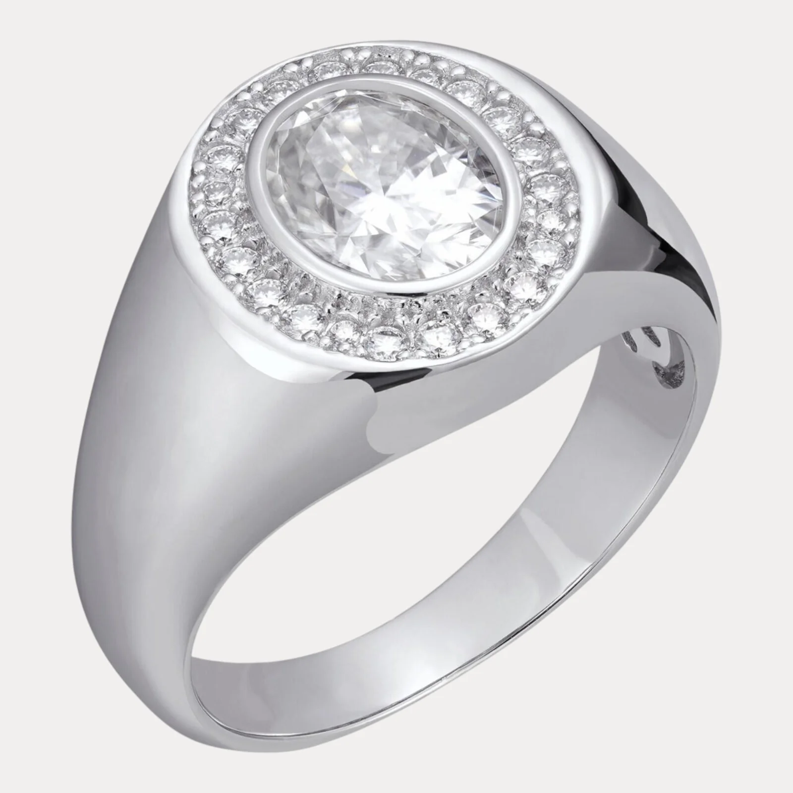 925 Sterling Silver Oval Cut Ring With Moissanite