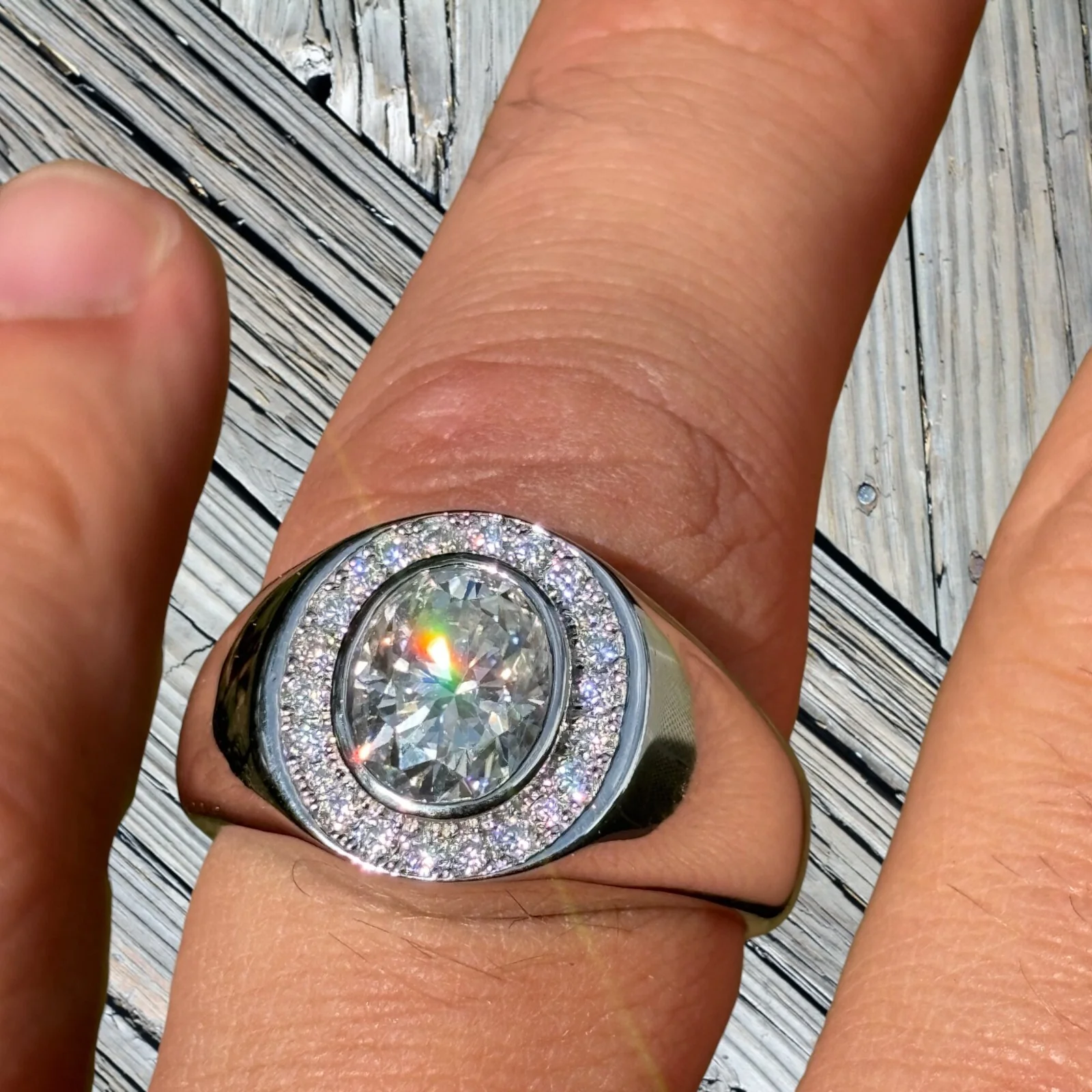 925 Sterling Silver Oval Cut Ring With Moissanite - Image 2