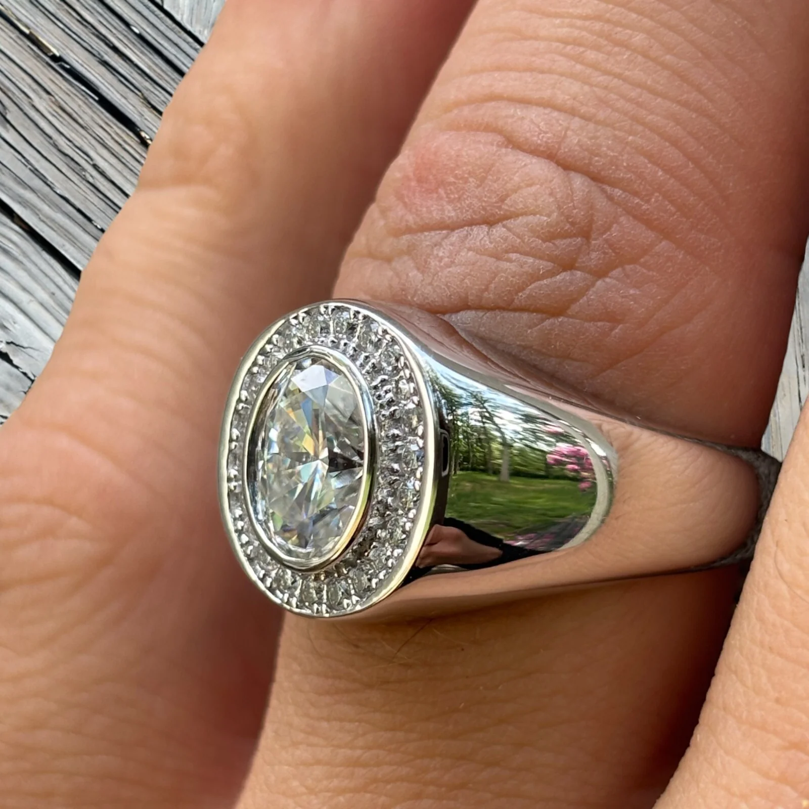 925 Sterling Silver Oval Cut Ring With Moissanite - Image 5