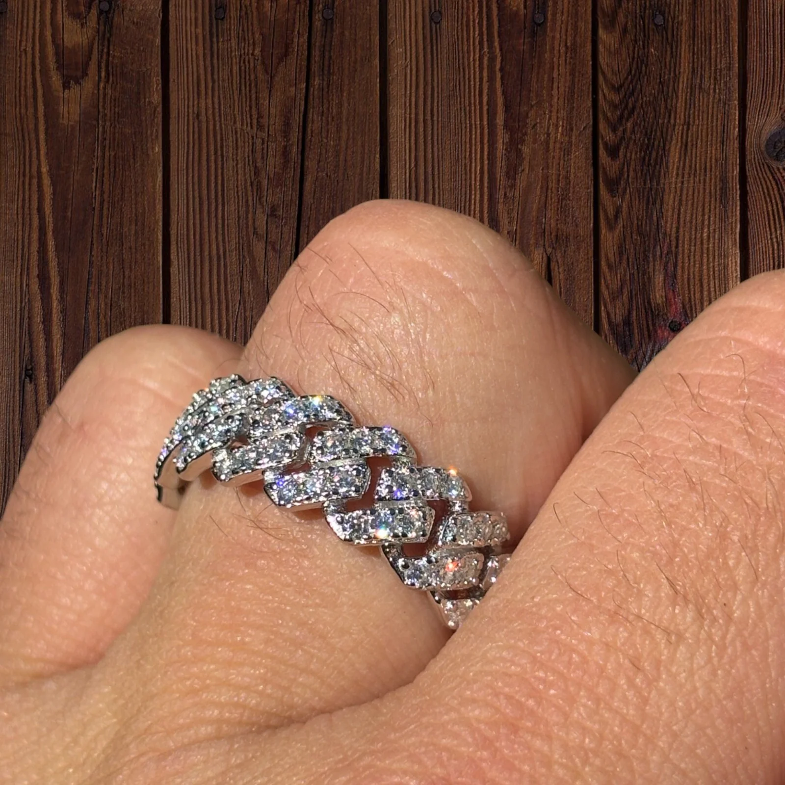 925 Sterling Silver Prong Miami Cuban Ring With Moissanite - Image 8