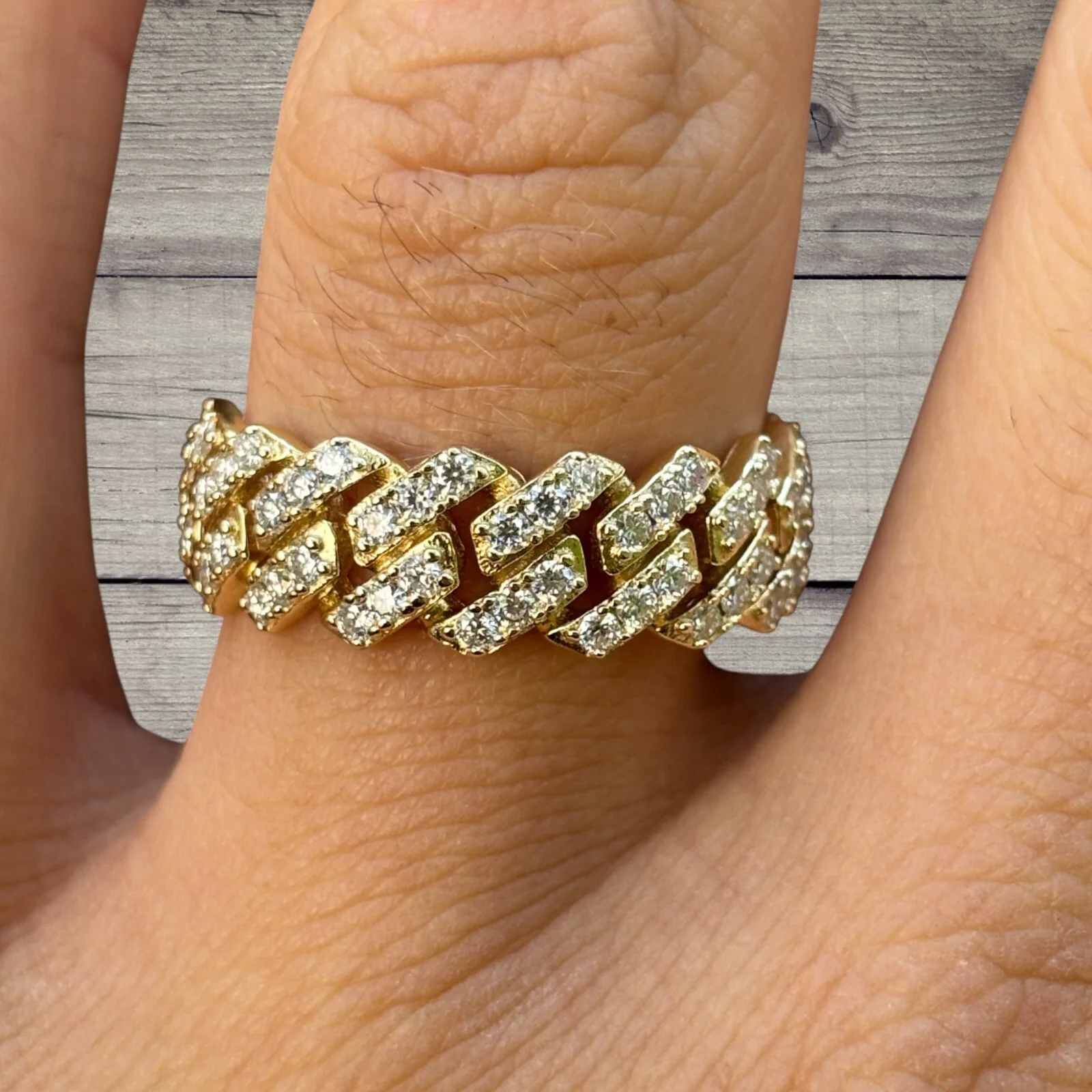 925 Sterling Silver Prong Miami Cuban Ring With Moissanite - Image 9