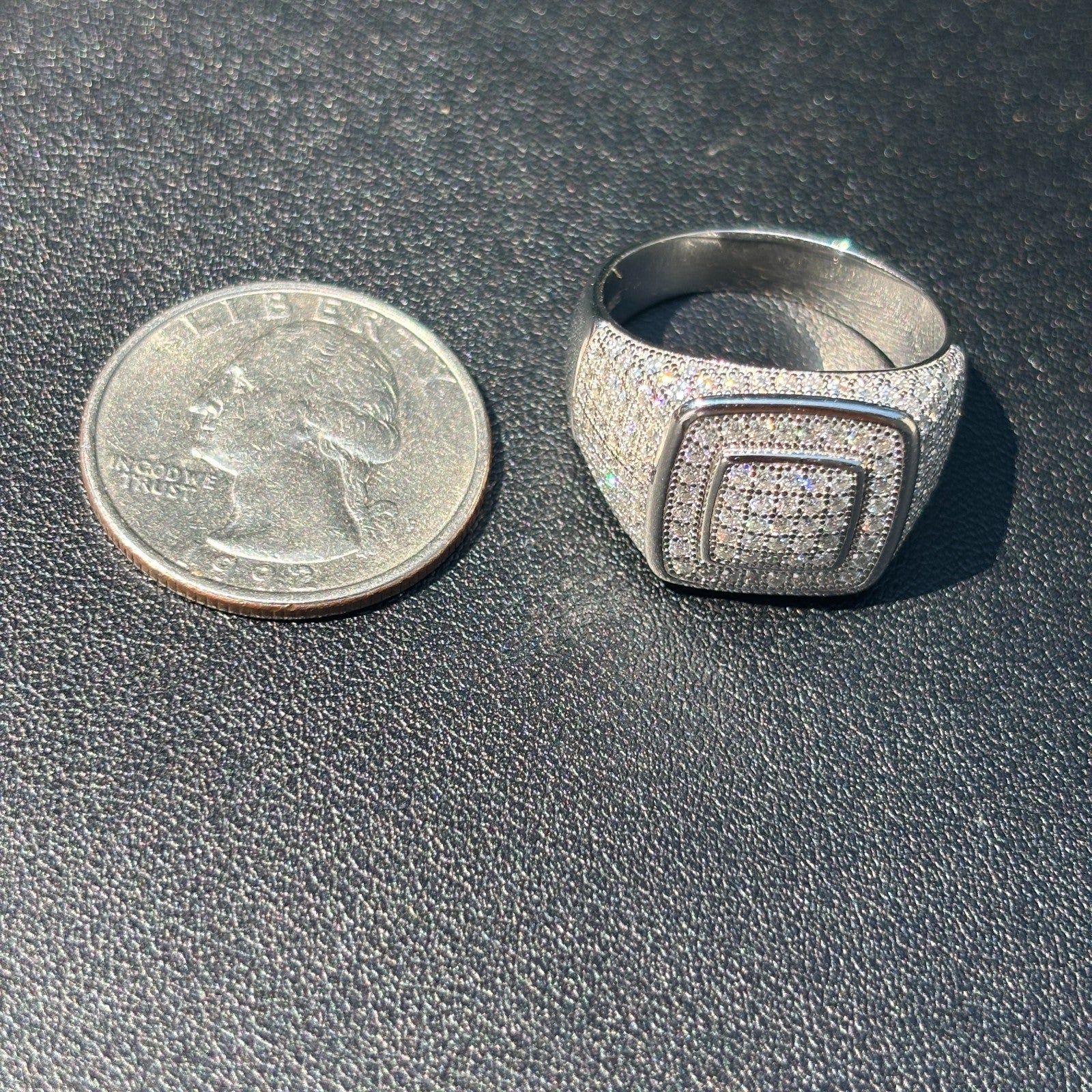 925 Sterling Silver Moissanite Square Ring - Image 12