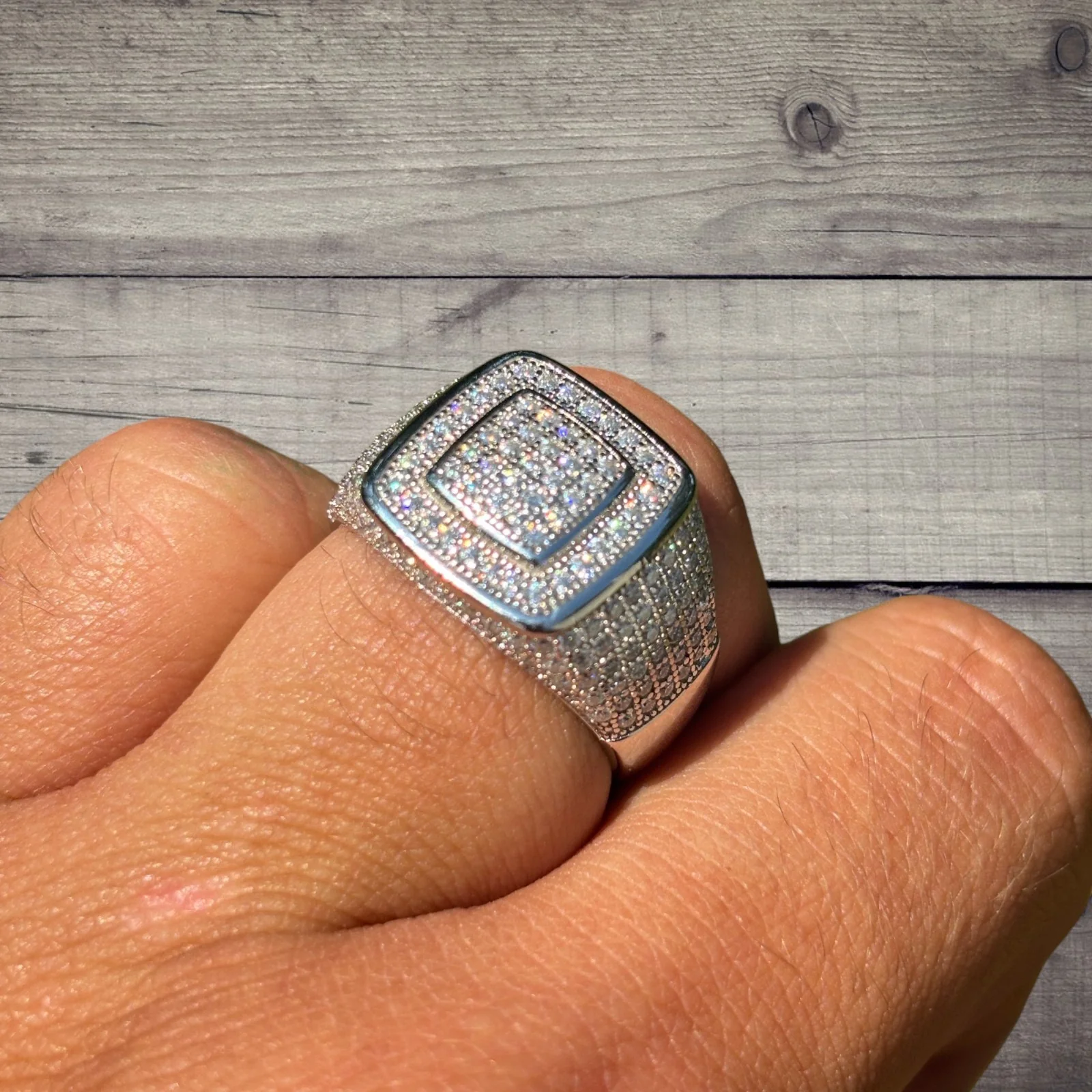 925 Sterling Silver Moissanite Square Ring - Image 5