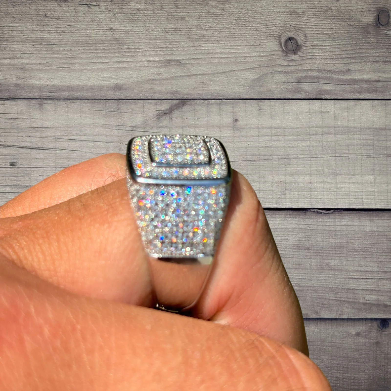 925 Sterling Silver Moissanite Square Ring - Image 9