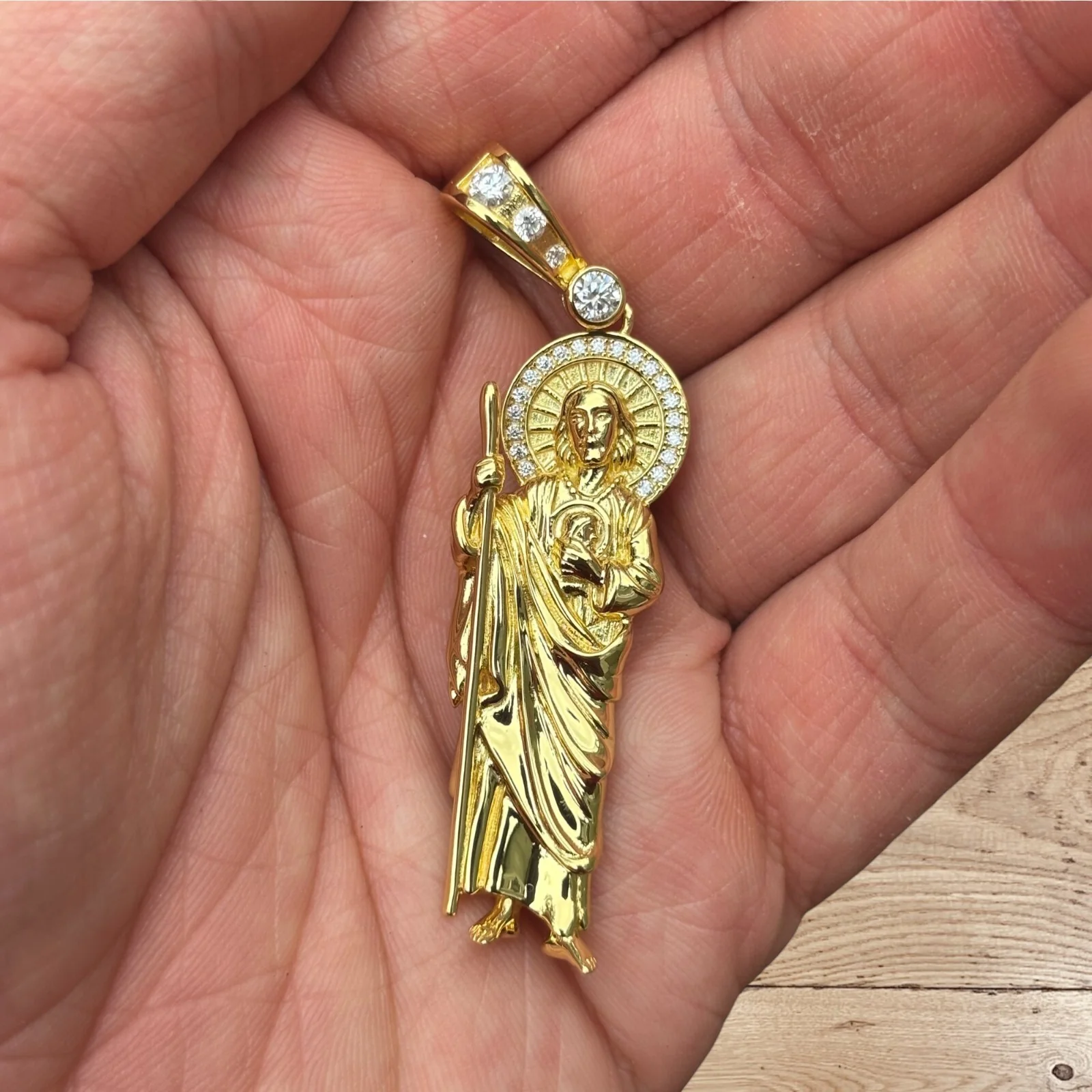 925 Sterling Silver St Jude Tadeo Pendant With Moissanite - Image 5