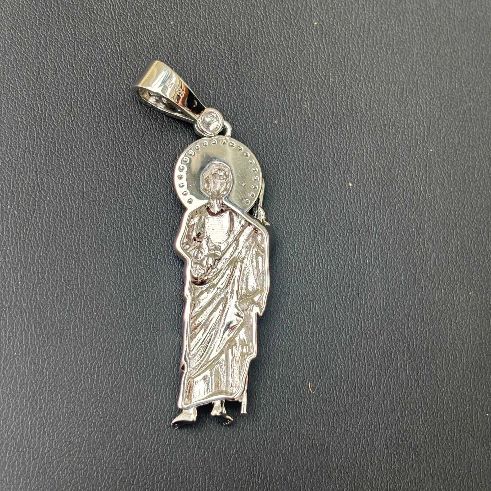 925 Sterling Silver St Jude Tadeo Pendant With Moissanite - Image 7
