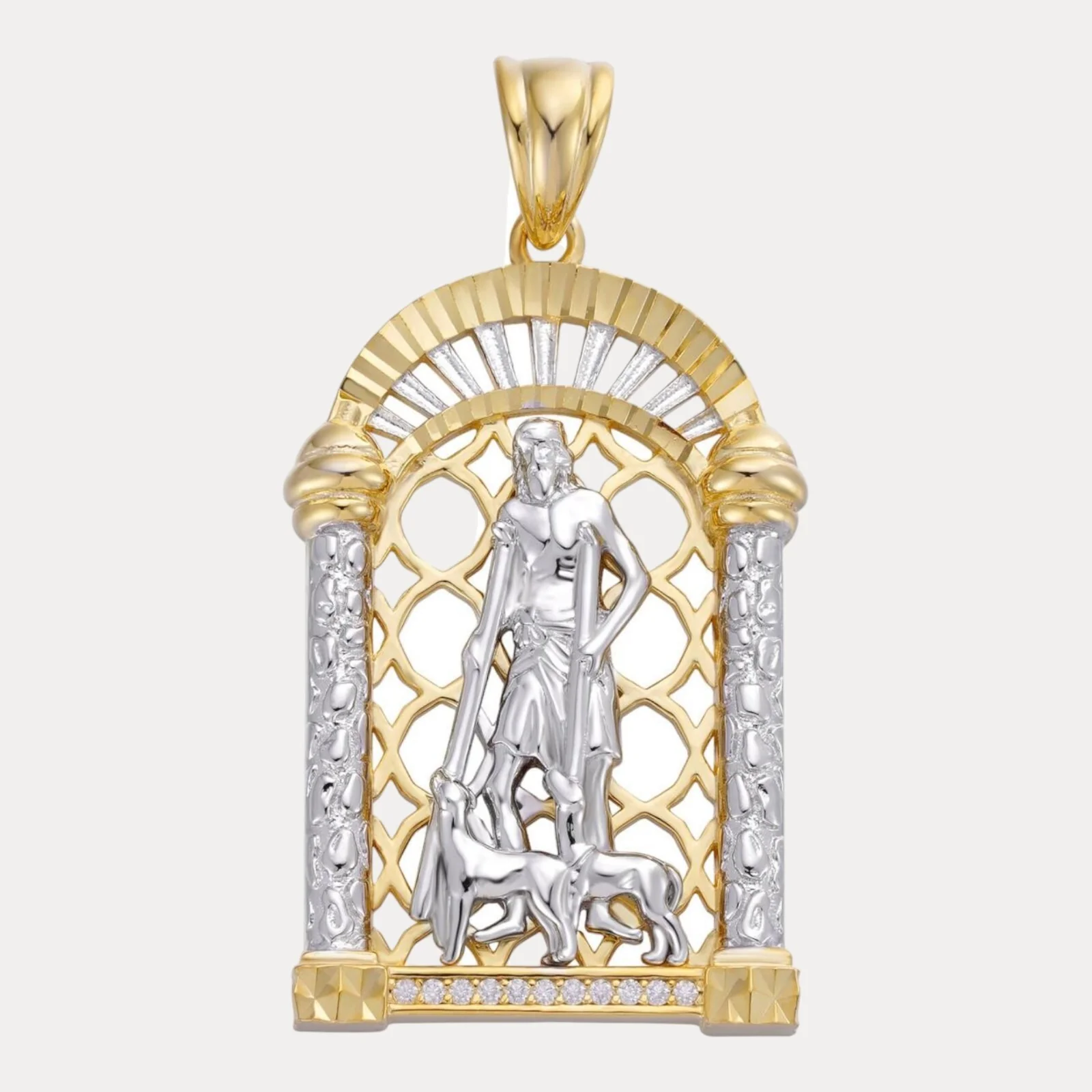 925 Sterling Silver St Lazarus Pendant With Moissanite - Image 2