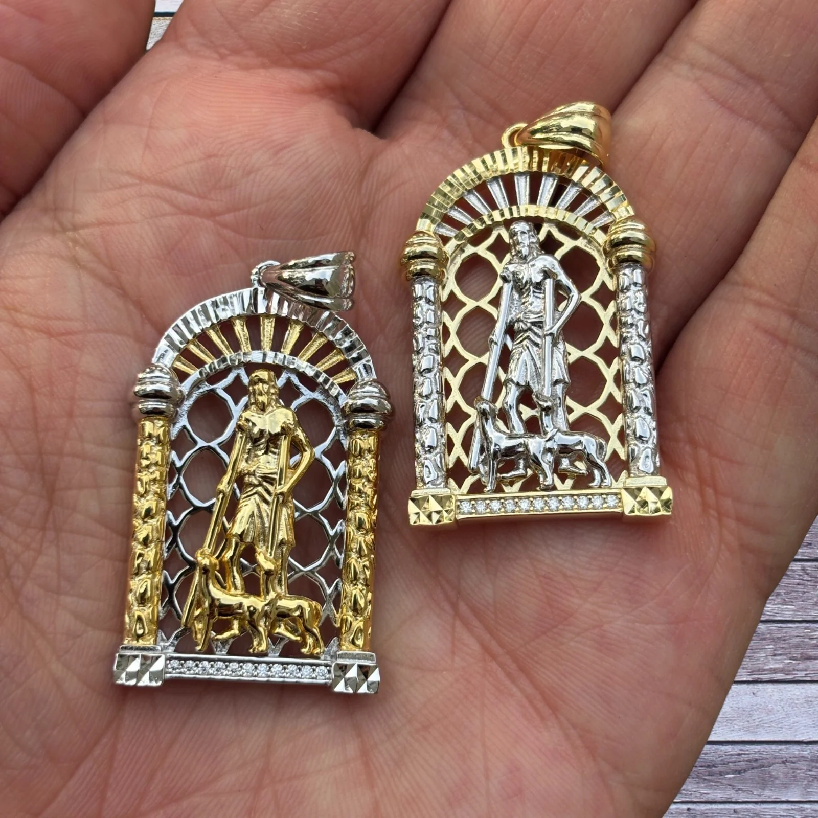 925 Sterling Silver St Lazarus Pendant With Moissanite - Image 3