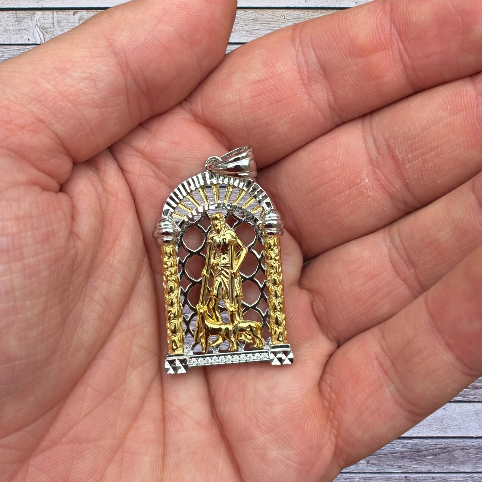 925 Sterling Silver St Lazarus Pendant With Moissanite - Image 4