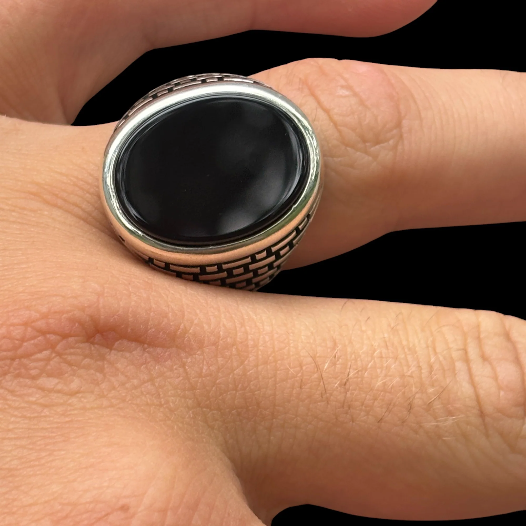 925 Sterling Silver Classic Black Onyx Gemstone Ring - Image 10