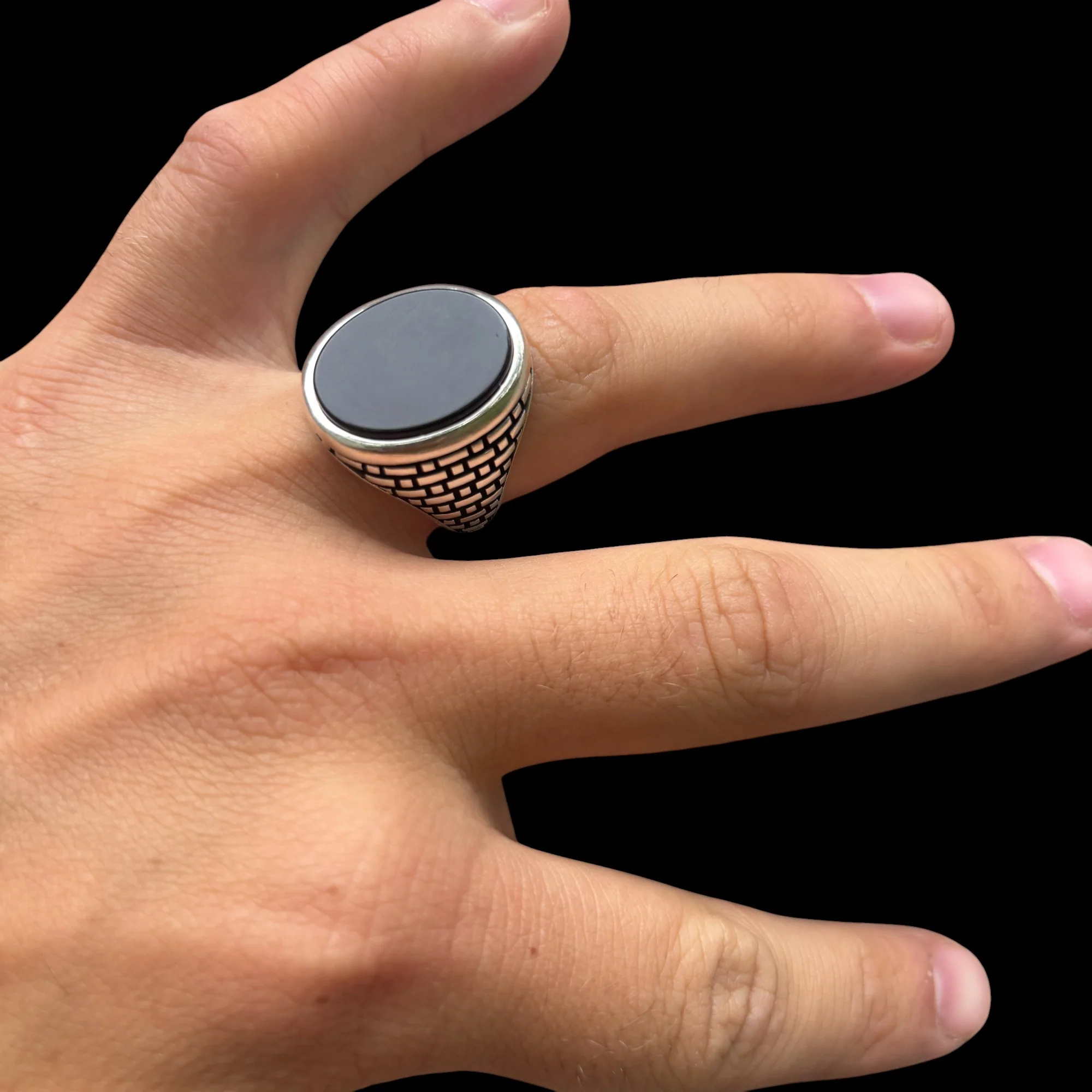 925 Sterling Silver Classic Black Onyx Gemstone Ring - Image 5