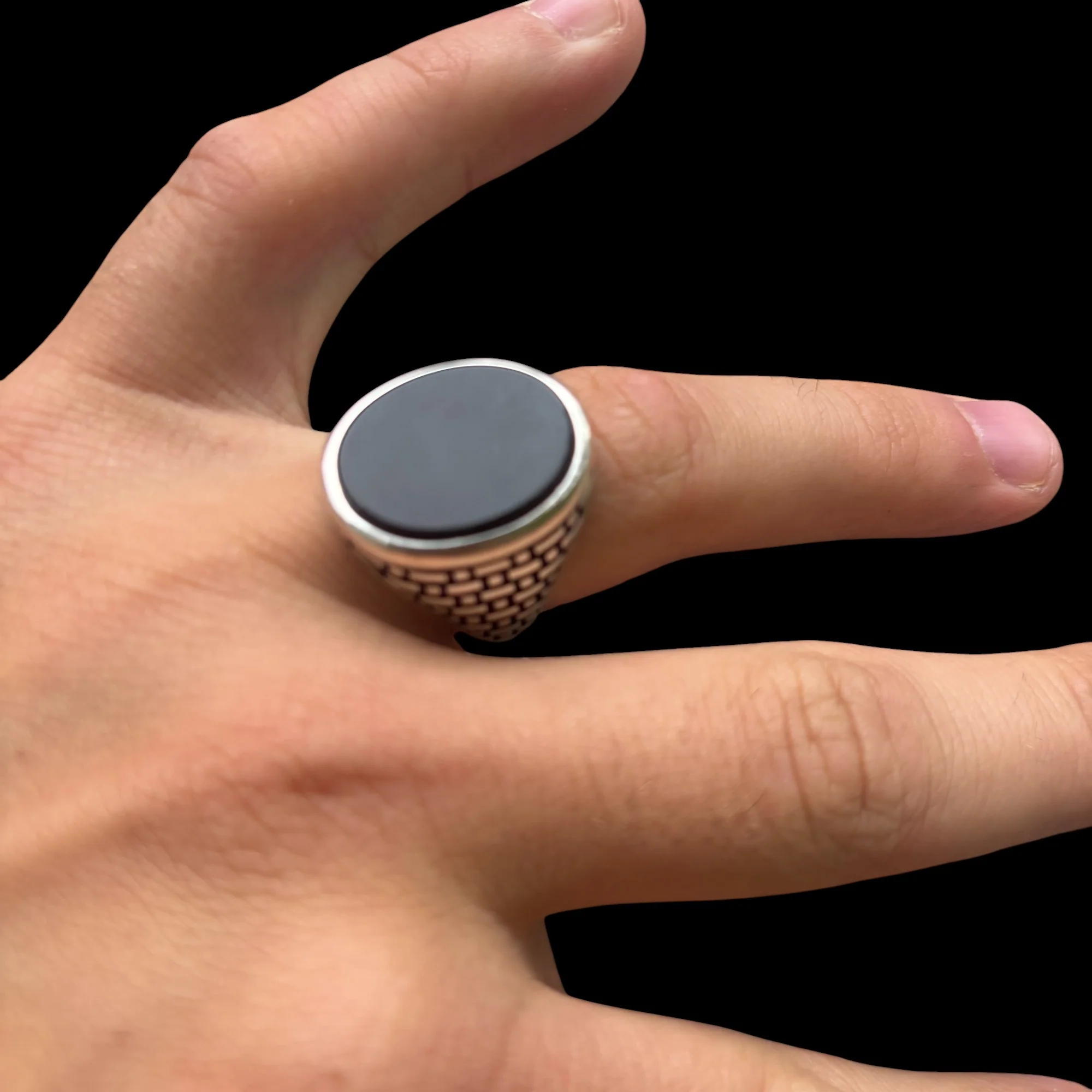 925 Sterling Silver Classic Black Onyx Gemstone Ring - Image 6
