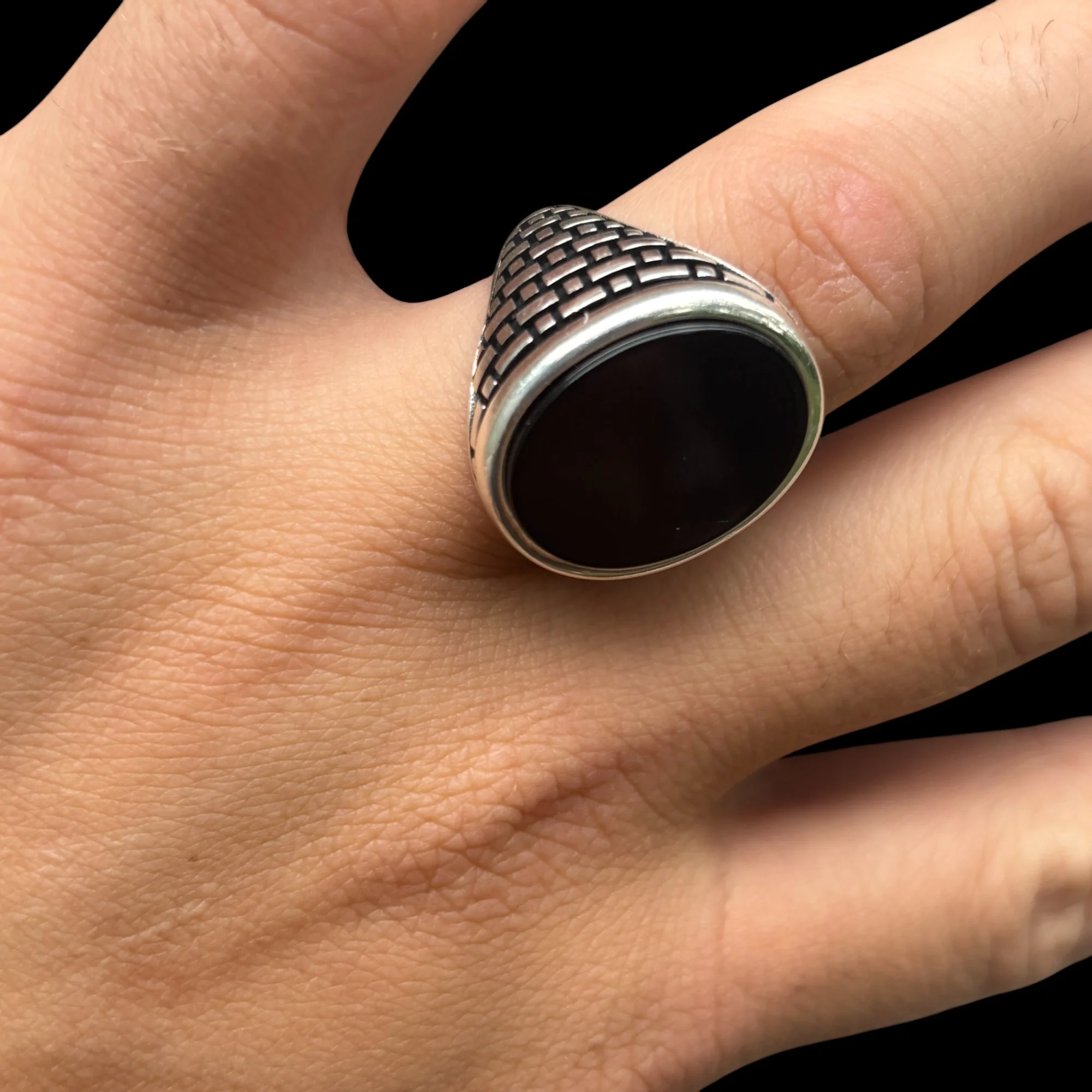 925 Sterling Silver Classic Black Onyx Gemstone Ring - Image 7