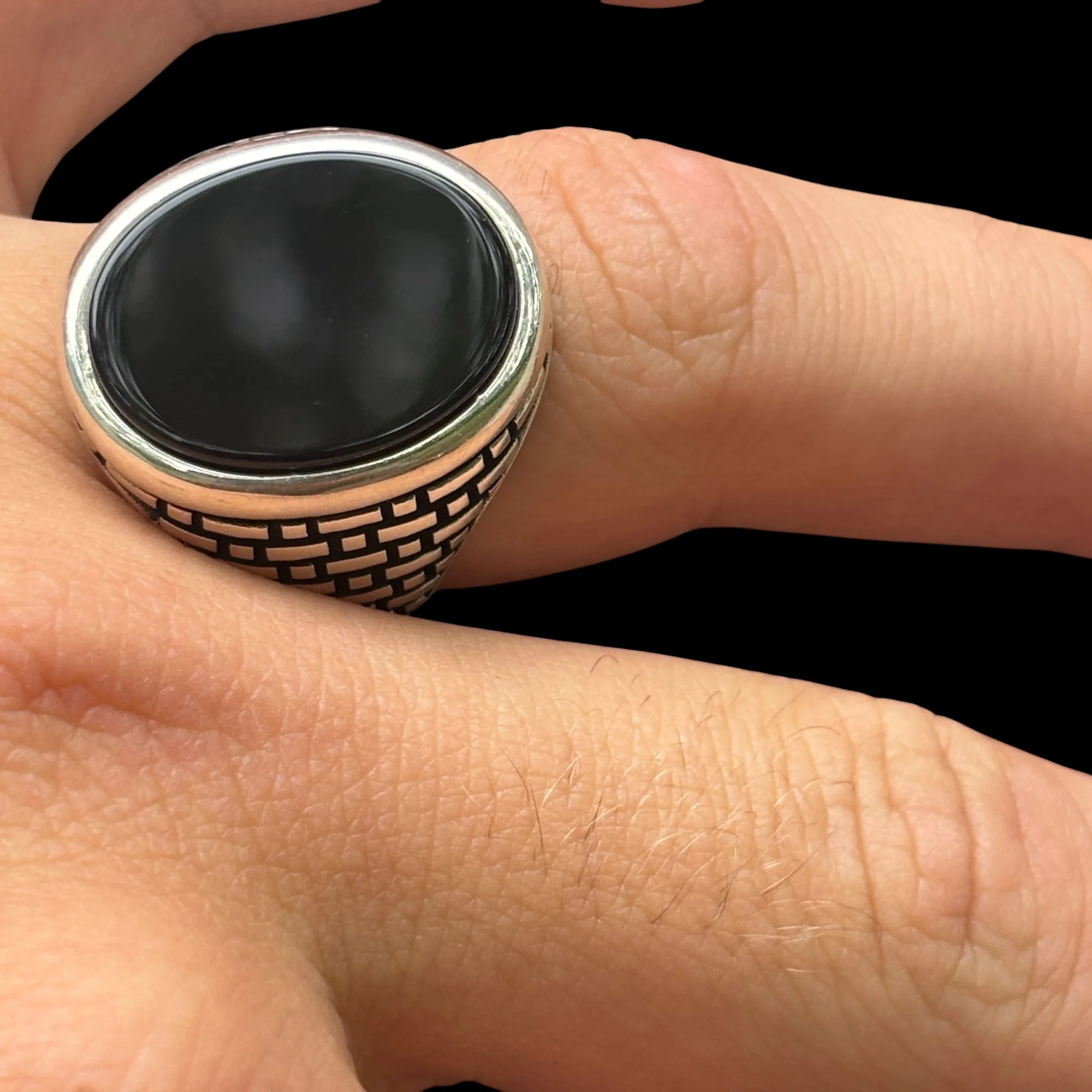 925 Sterling Silver Classic Black Onyx Gemstone Ring - Image 8