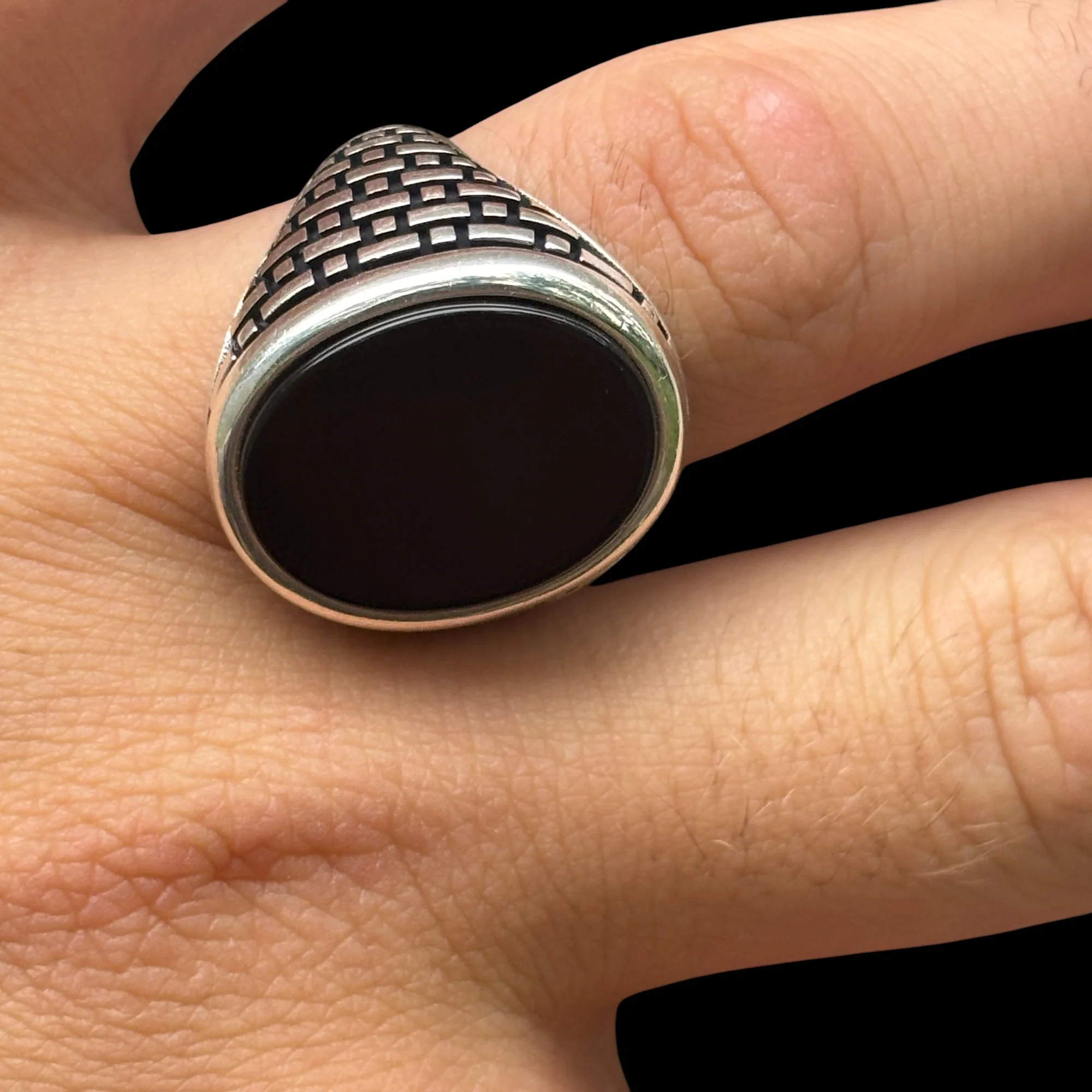 925 Sterling Silver Classic Black Onyx Gemstone Ring - Image 9