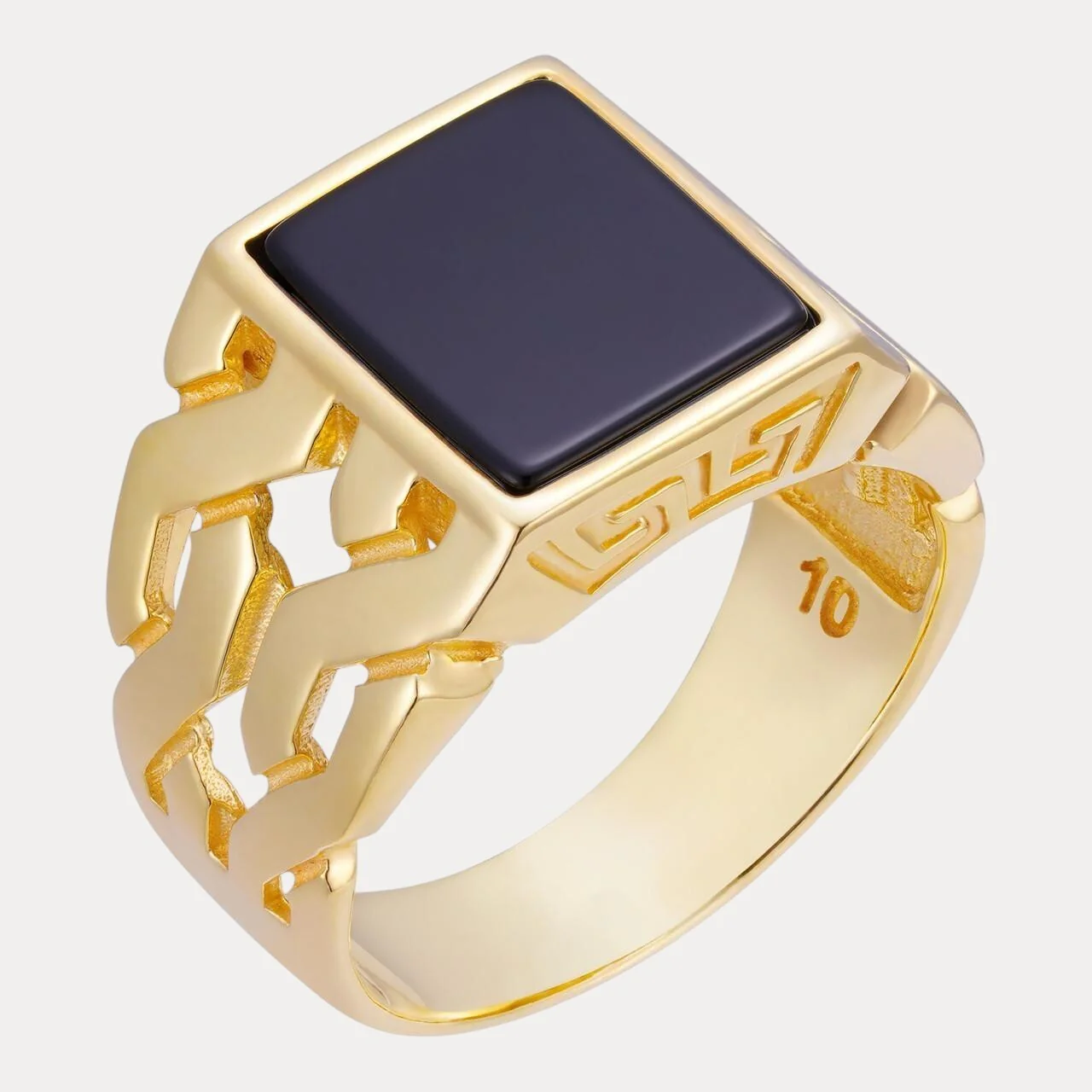 925 Sterling Silver Rectangular Black Onyx Stone Ring - Image 2