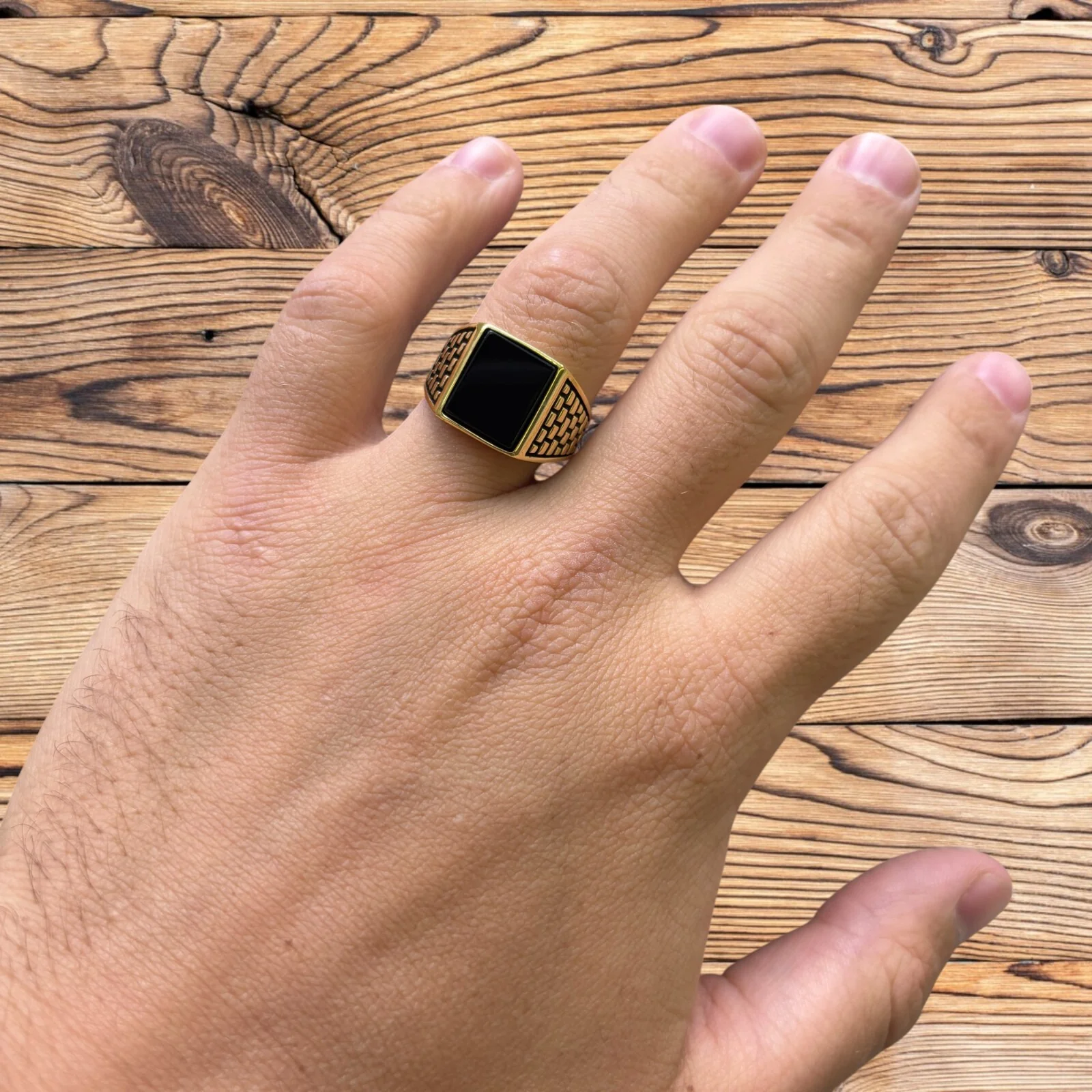 925 Sterling Silver Rectangular Black Onyx Ring - Image 12