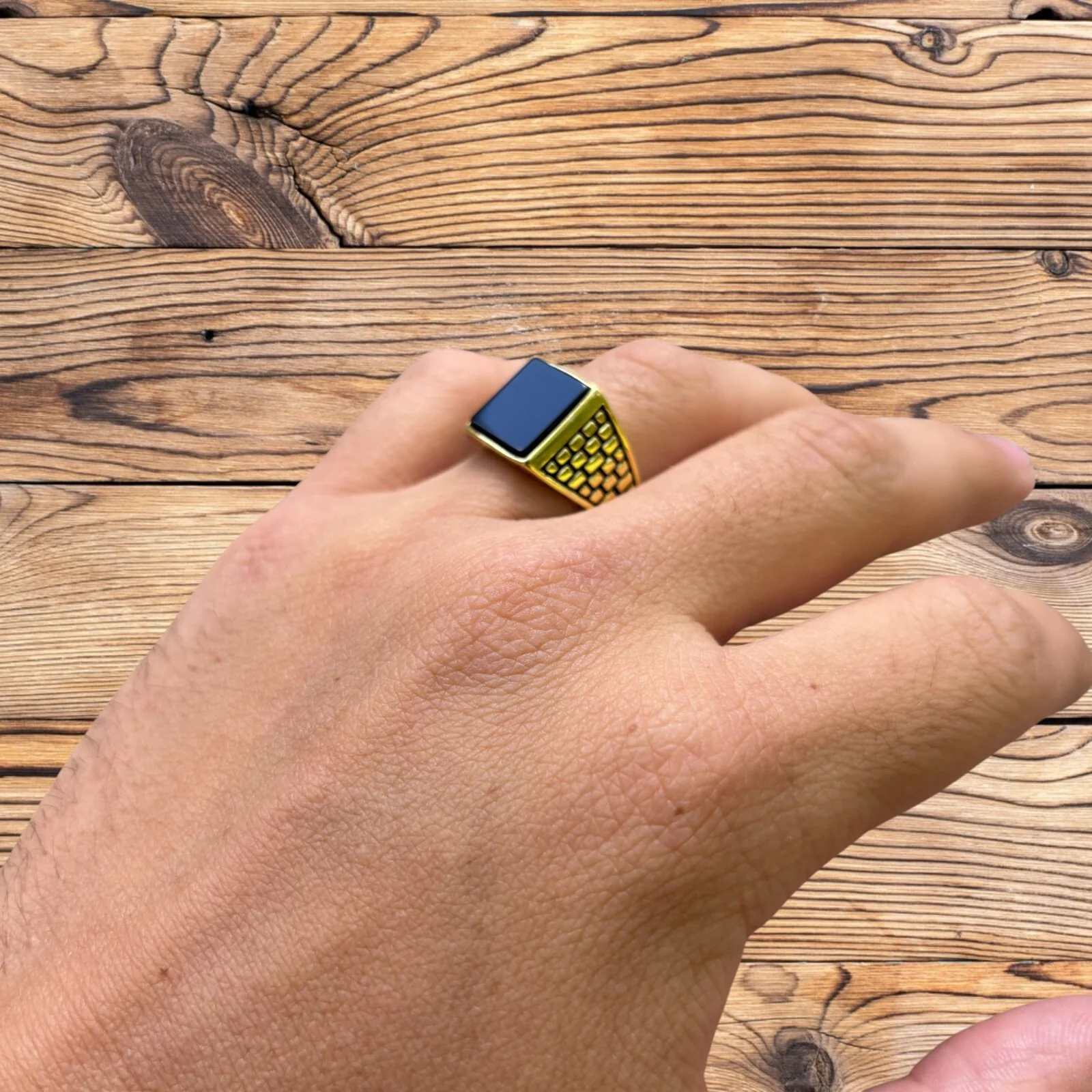 925 Sterling Silver Rectangular Black Onyx Ring - Image 13