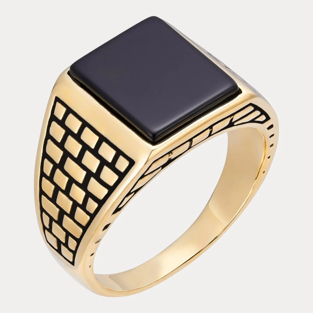 925 Sterling Silver Rectangular Black Onyx Ring - Image 2