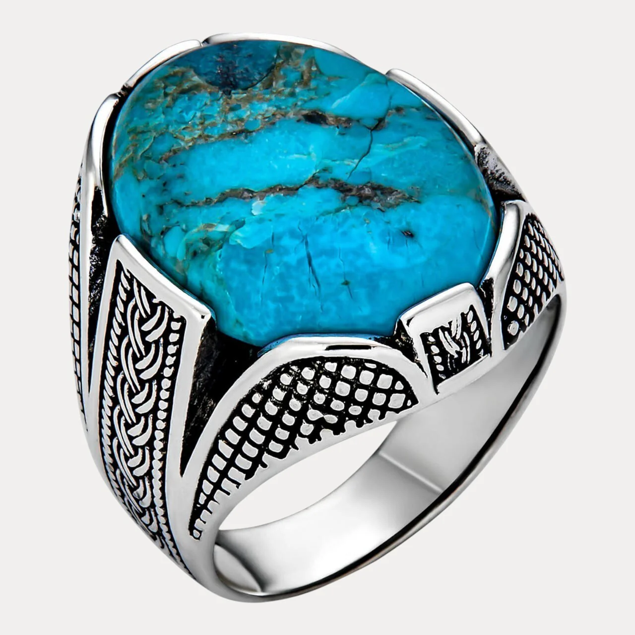 925 Sterling Silver Blue Turquoise Ring