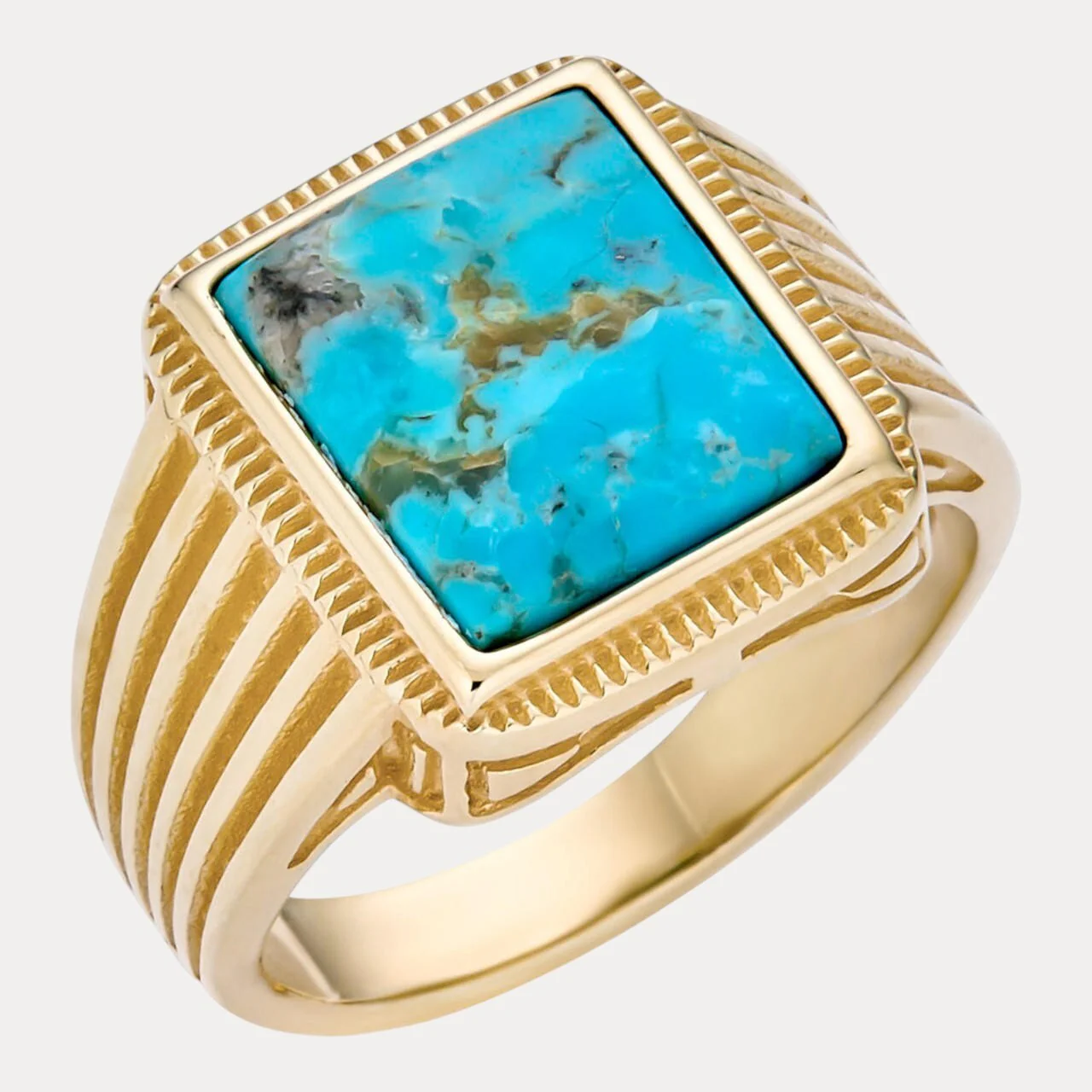 925 Sterling Silver Square Blue Turquoise Ring - Image 2