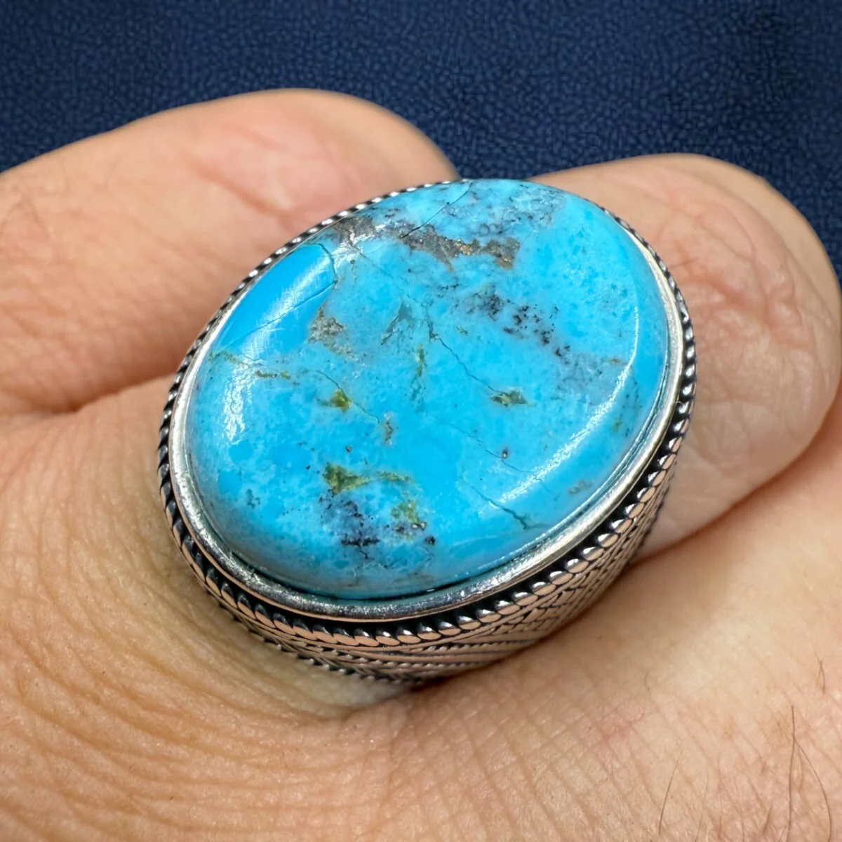 925 Sterling Silver Navajo Pride Turquoise Ring - Image 4