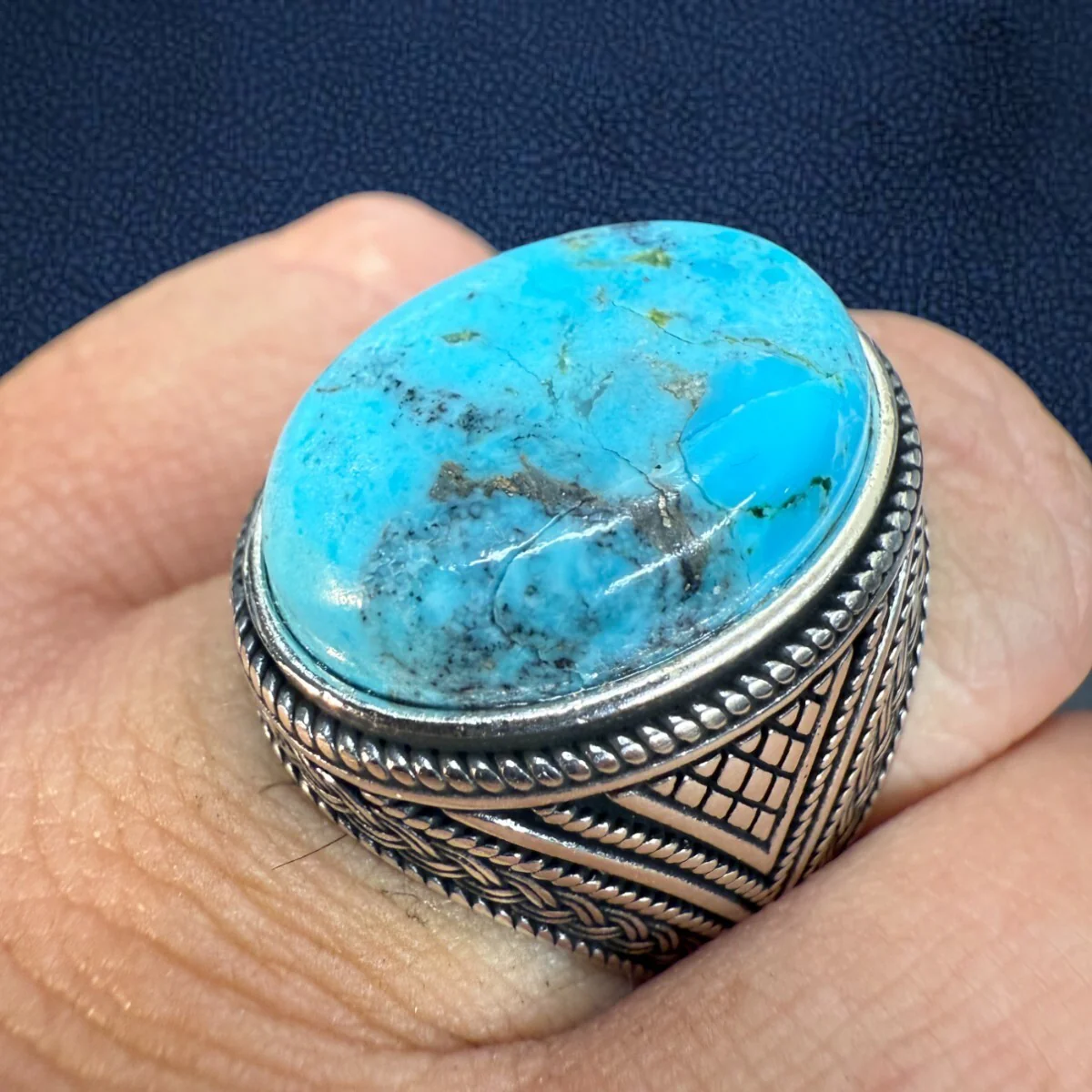 925 Sterling Silver Navajo Pride Turquoise Ring - Image 5