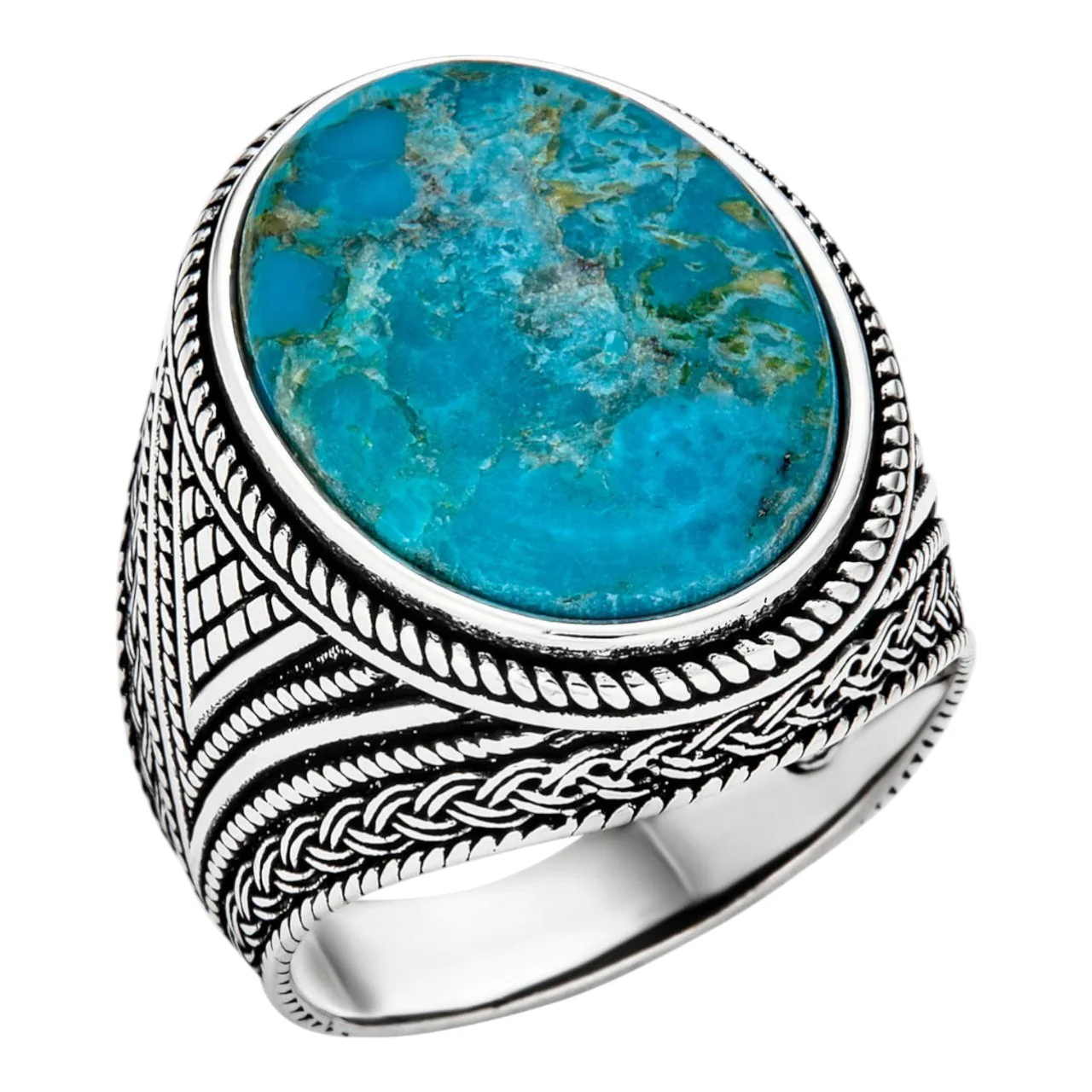 925 Sterling Silver Navajo Pride Turquoise Ring - Image 6