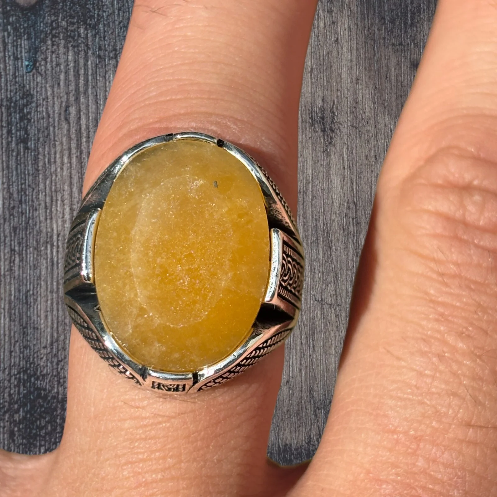 925 Sterling Silver Yellow Sapphire Stone Ring - Image 2