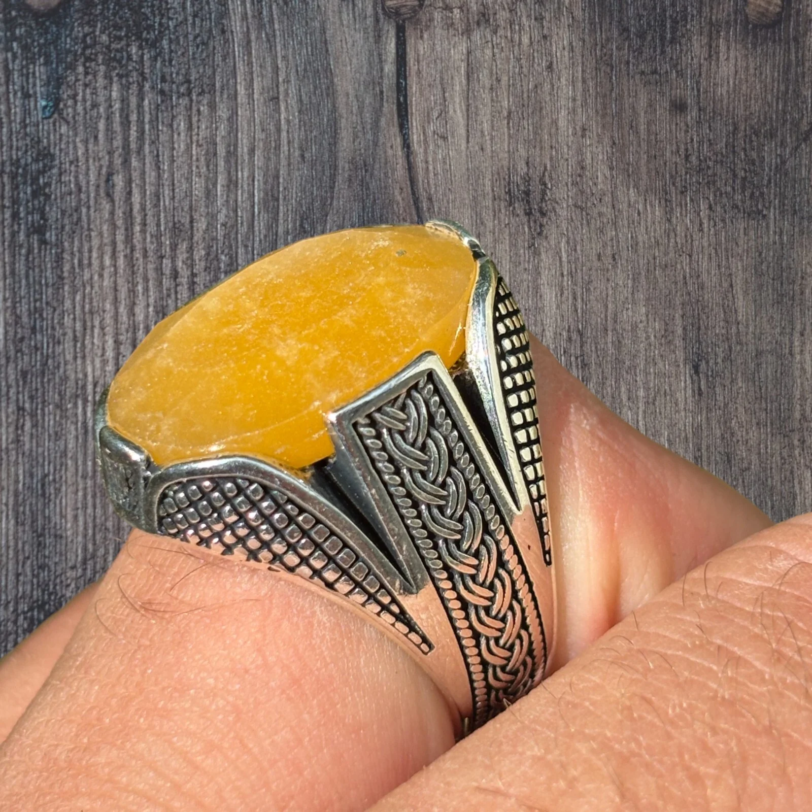 925 Sterling Silver Yellow Sapphire Stone Ring - Image 3