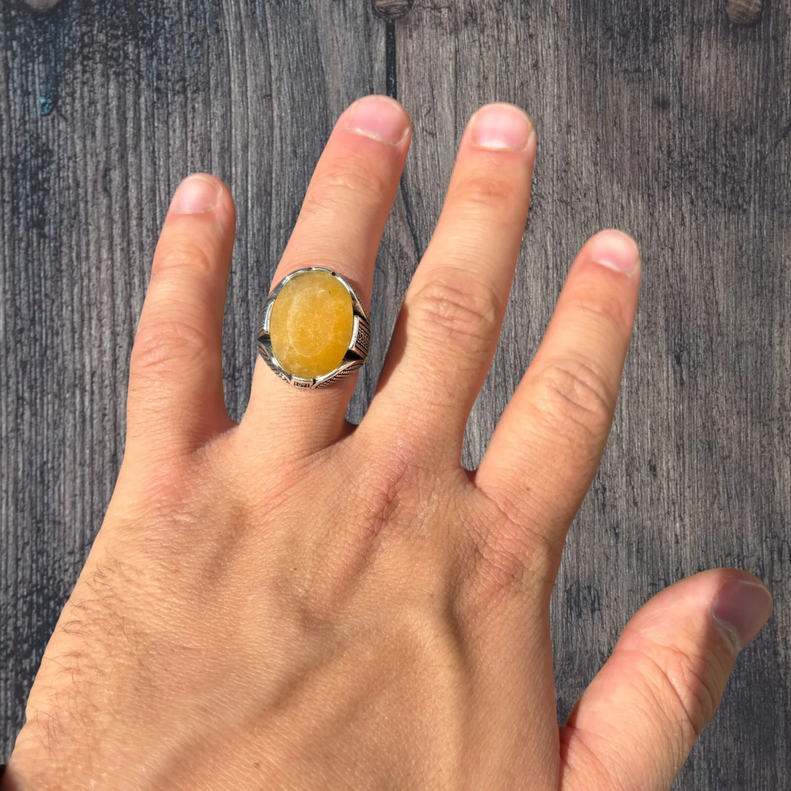 925 Sterling Silver Yellow Sapphire Stone Ring - Image 4