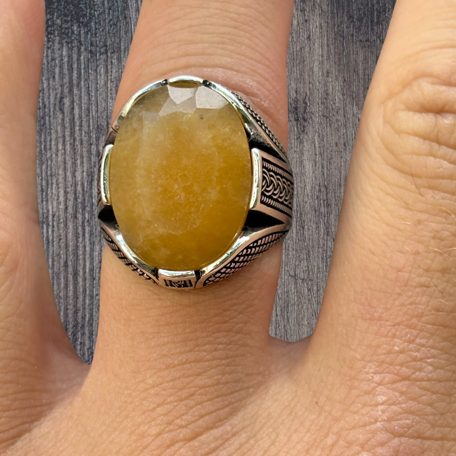 925 Sterling Silver Yellow Sapphire Stone Ring - Image 5