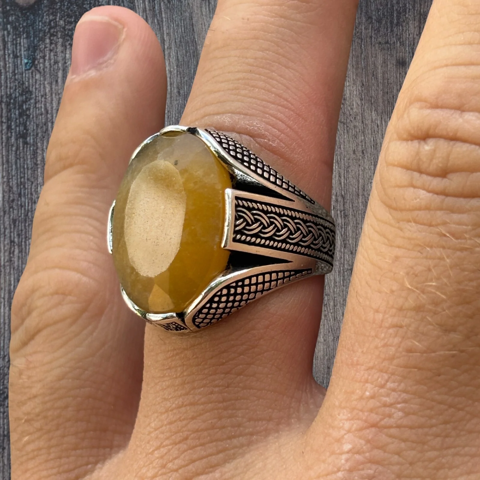 925 Sterling Silver Yellow Sapphire Stone Ring - Image 6