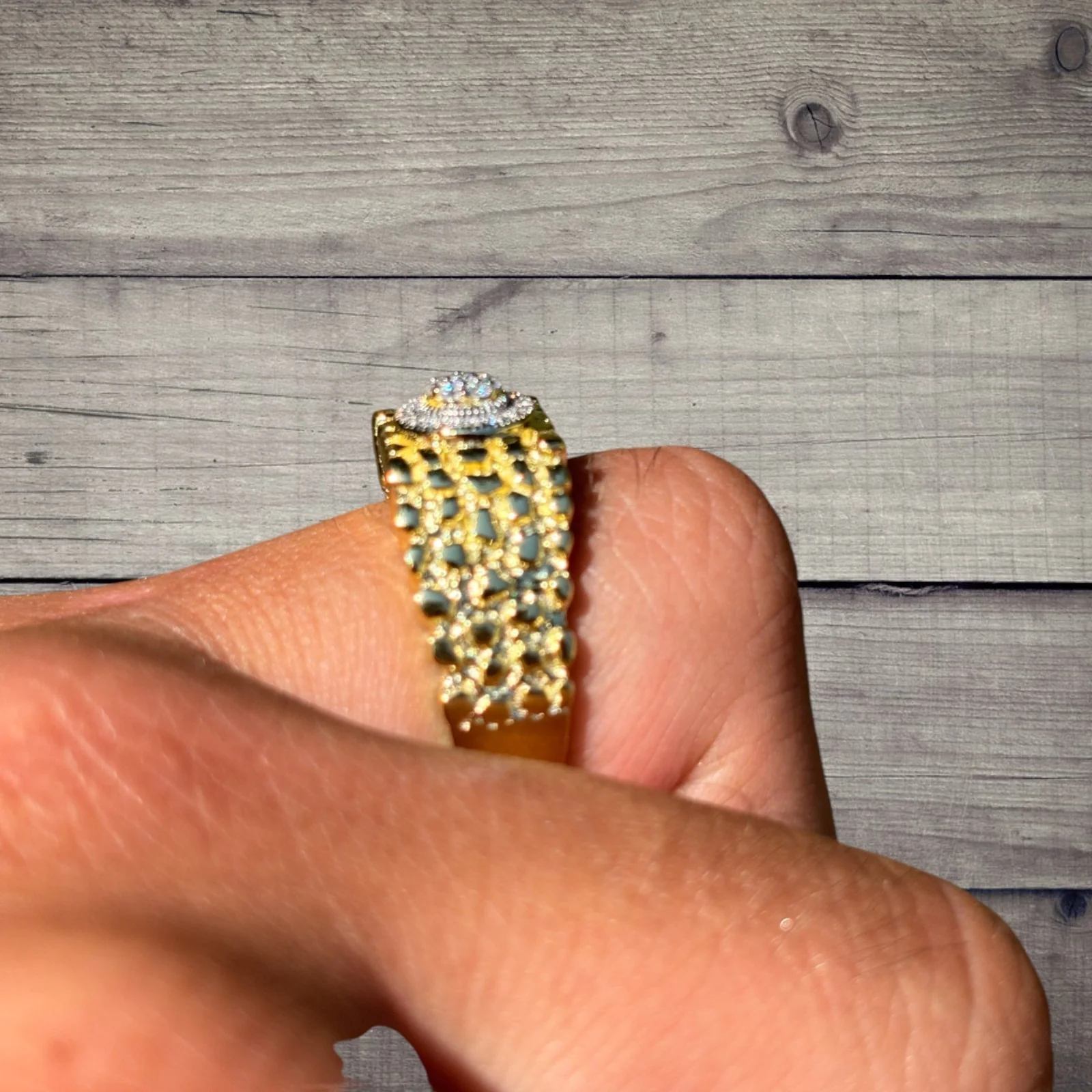 925 Sterling Silver Nugget Crown Ring With Moissanite - Image 10