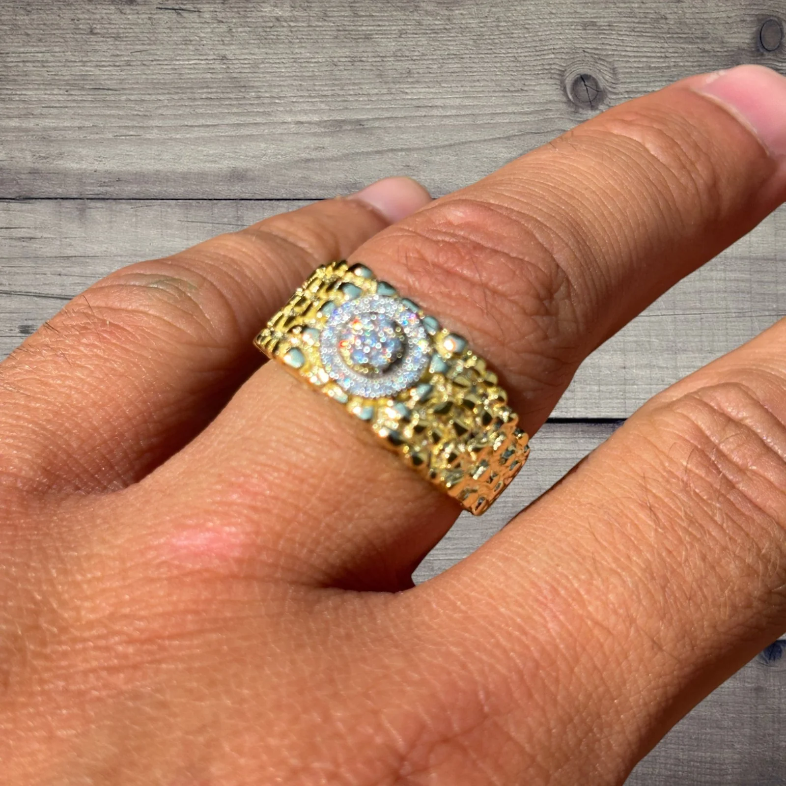 925 Sterling Silver Nugget Crown Ring With Moissanite - Image 11