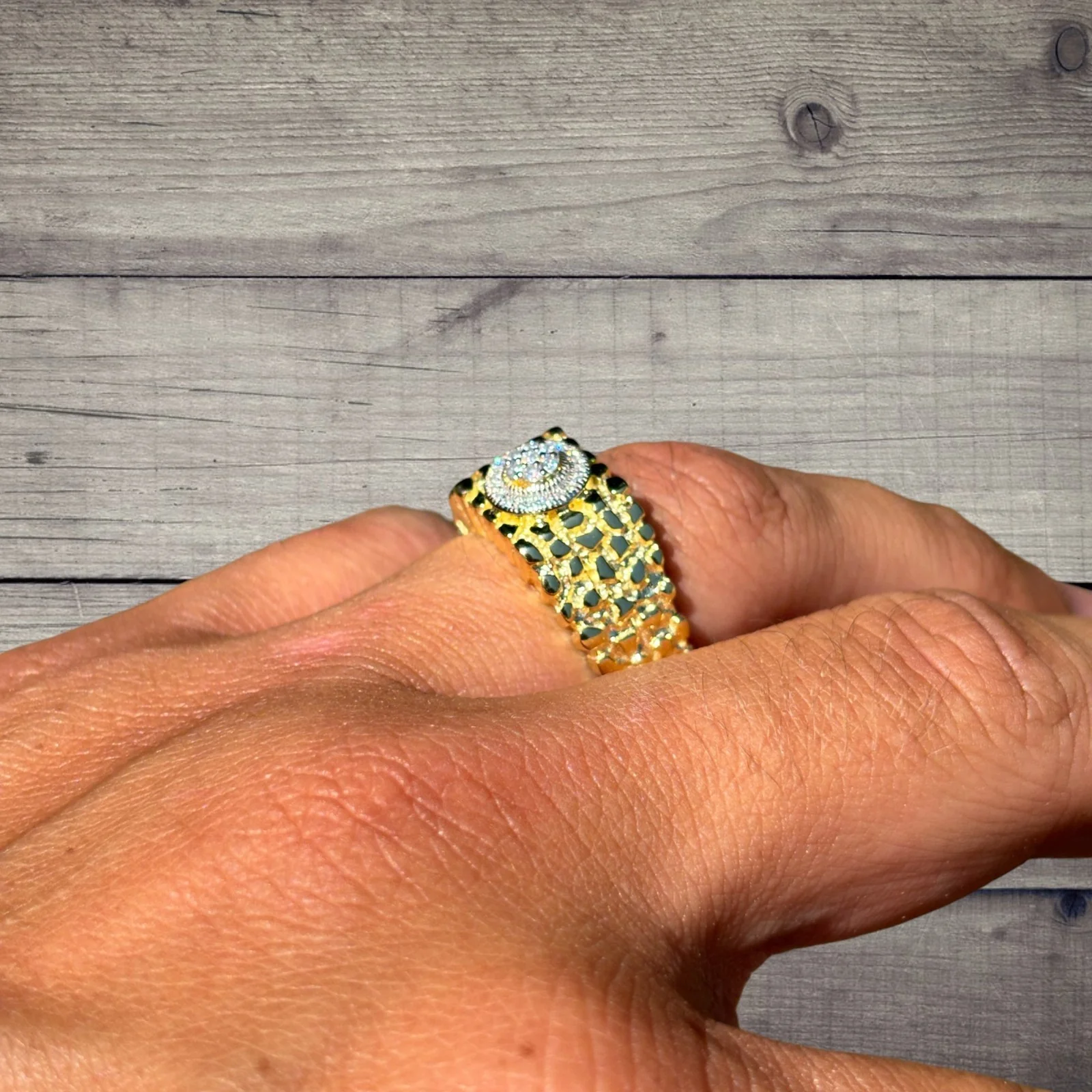 925 Sterling Silver Nugget Crown Ring With Moissanite - Image 13