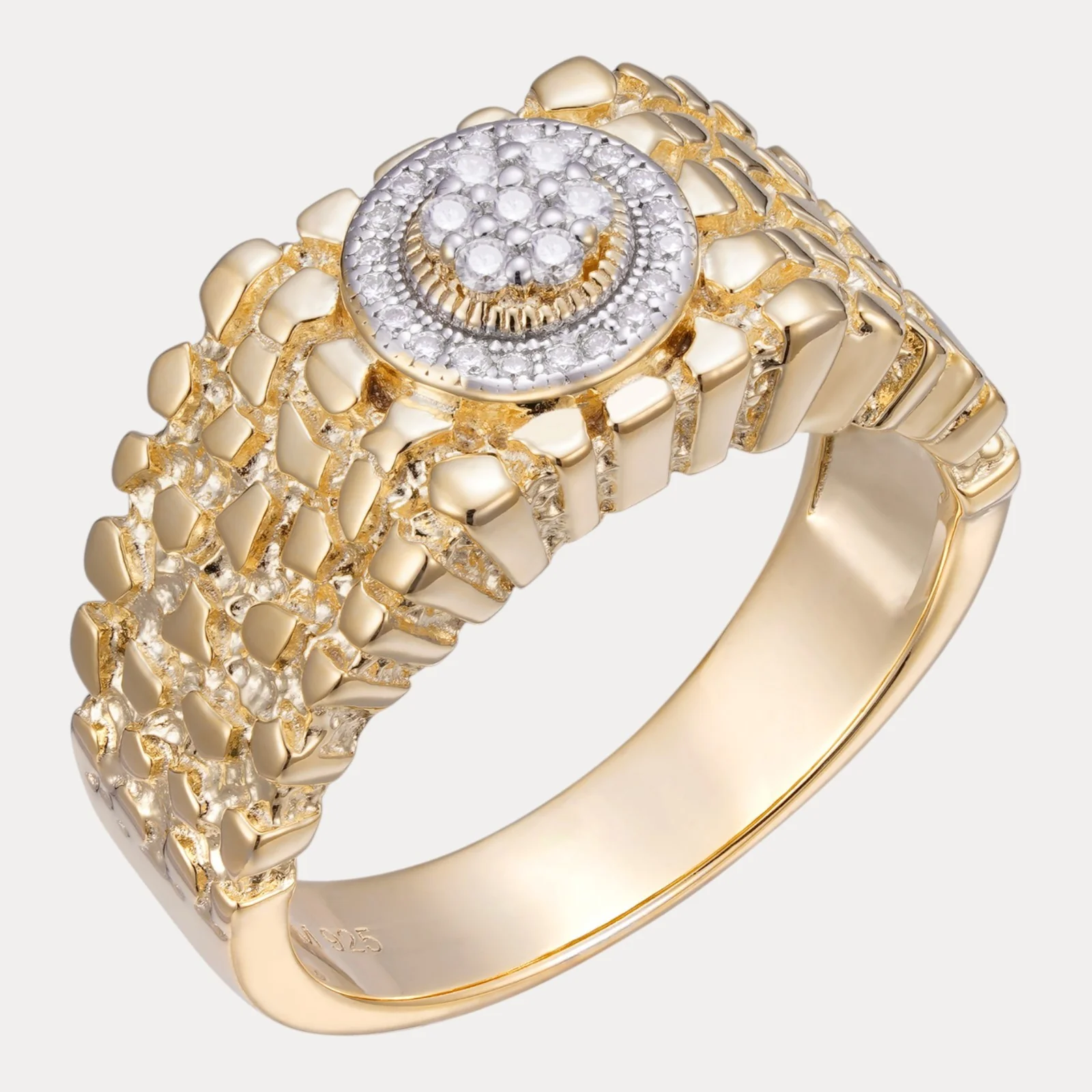 925 Sterling Silver Nugget Crown Ring With Moissanite - Image 2