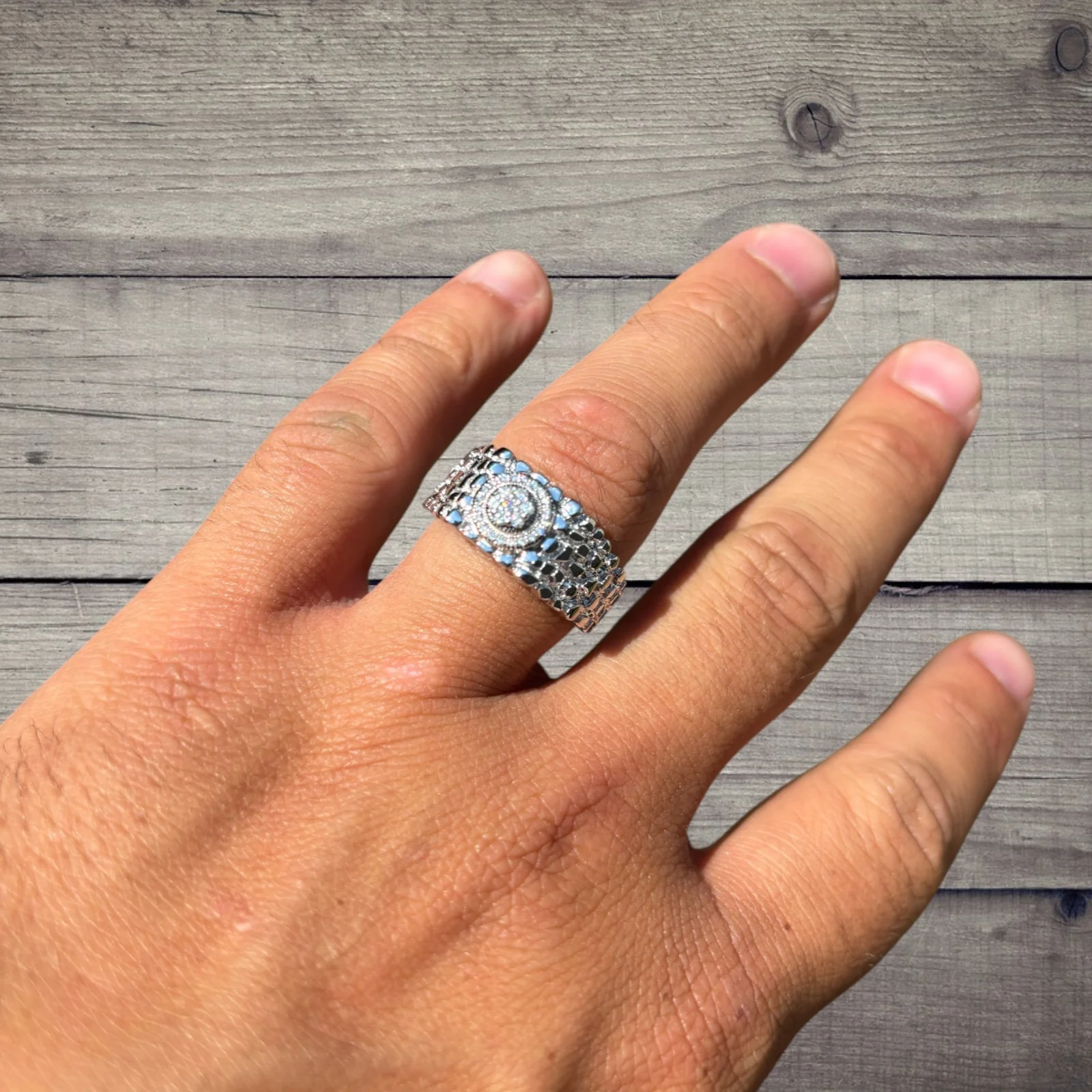 925 Sterling Silver Nugget Crown Ring With Moissanite - Image 7