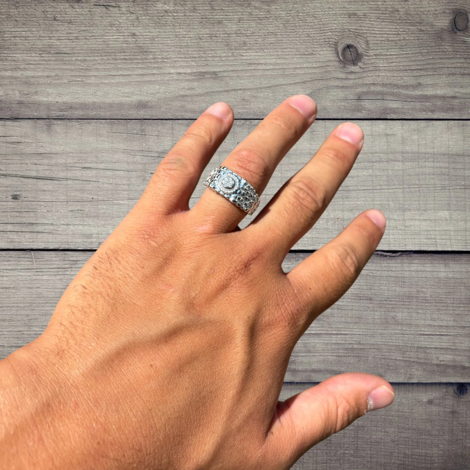 925 Sterling Silver Nugget Crown Ring With Moissanite - Image 8