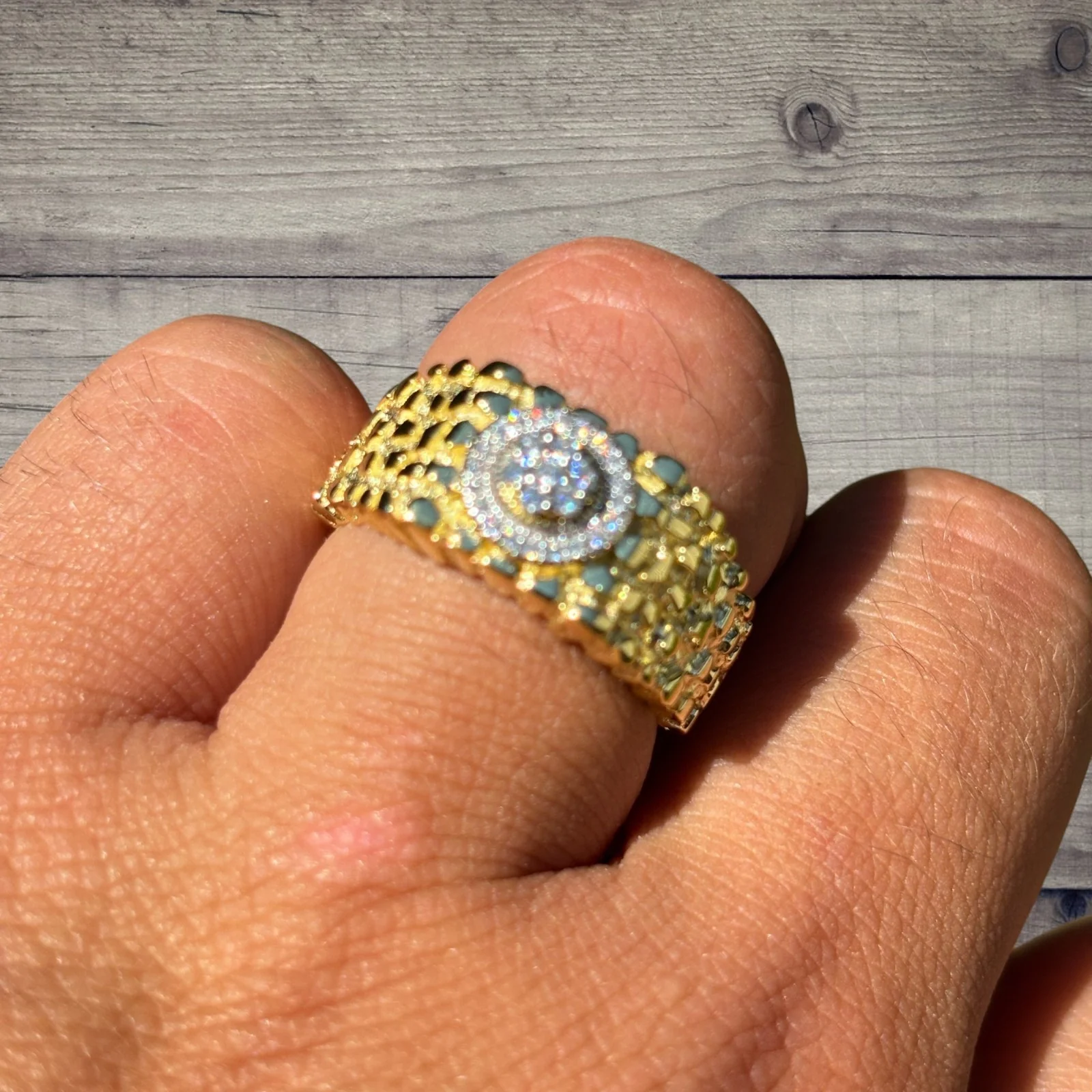 925 Sterling Silver Nugget Crown Ring With Moissanite - Image 9
