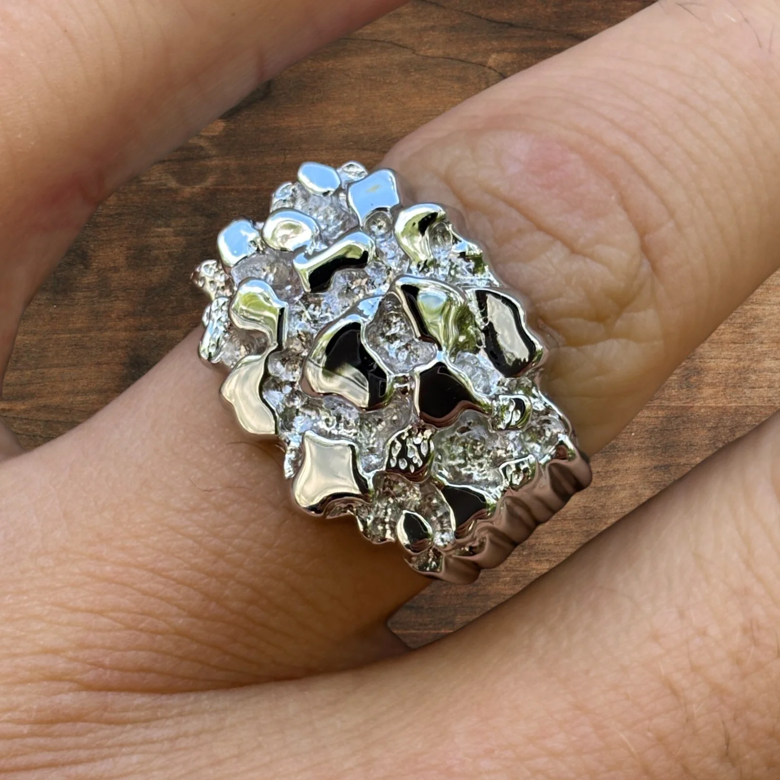 925 Sterling Silver Nugget Ring - Image 4