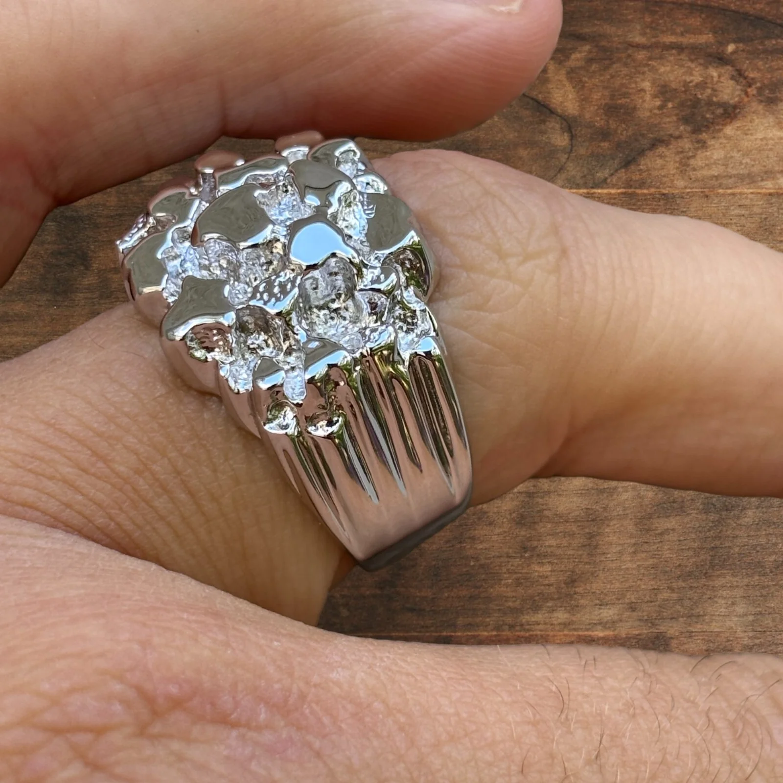 925 Sterling Silver Nugget Ring - Image 5