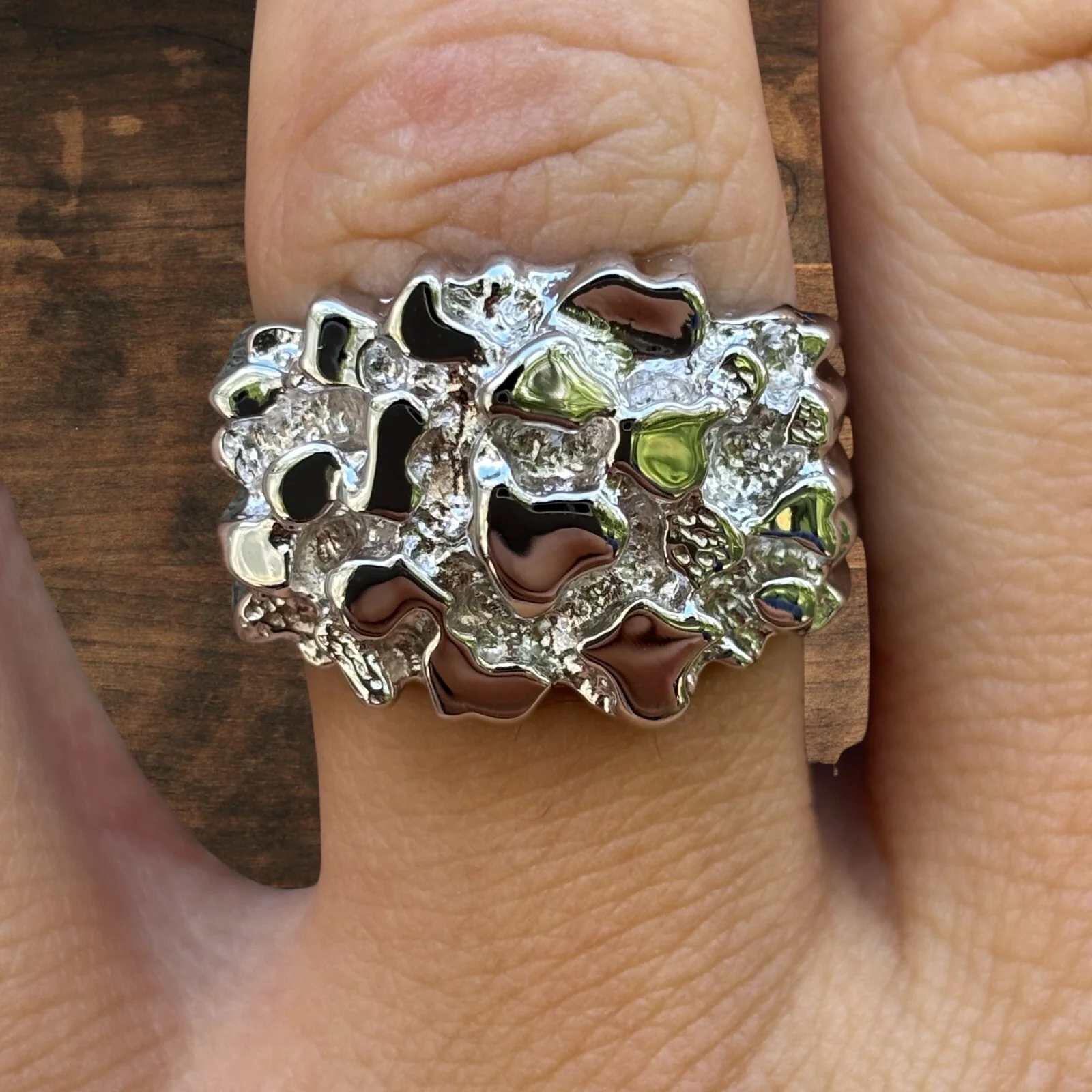 925 Sterling Silver Nugget Ring - Image 6