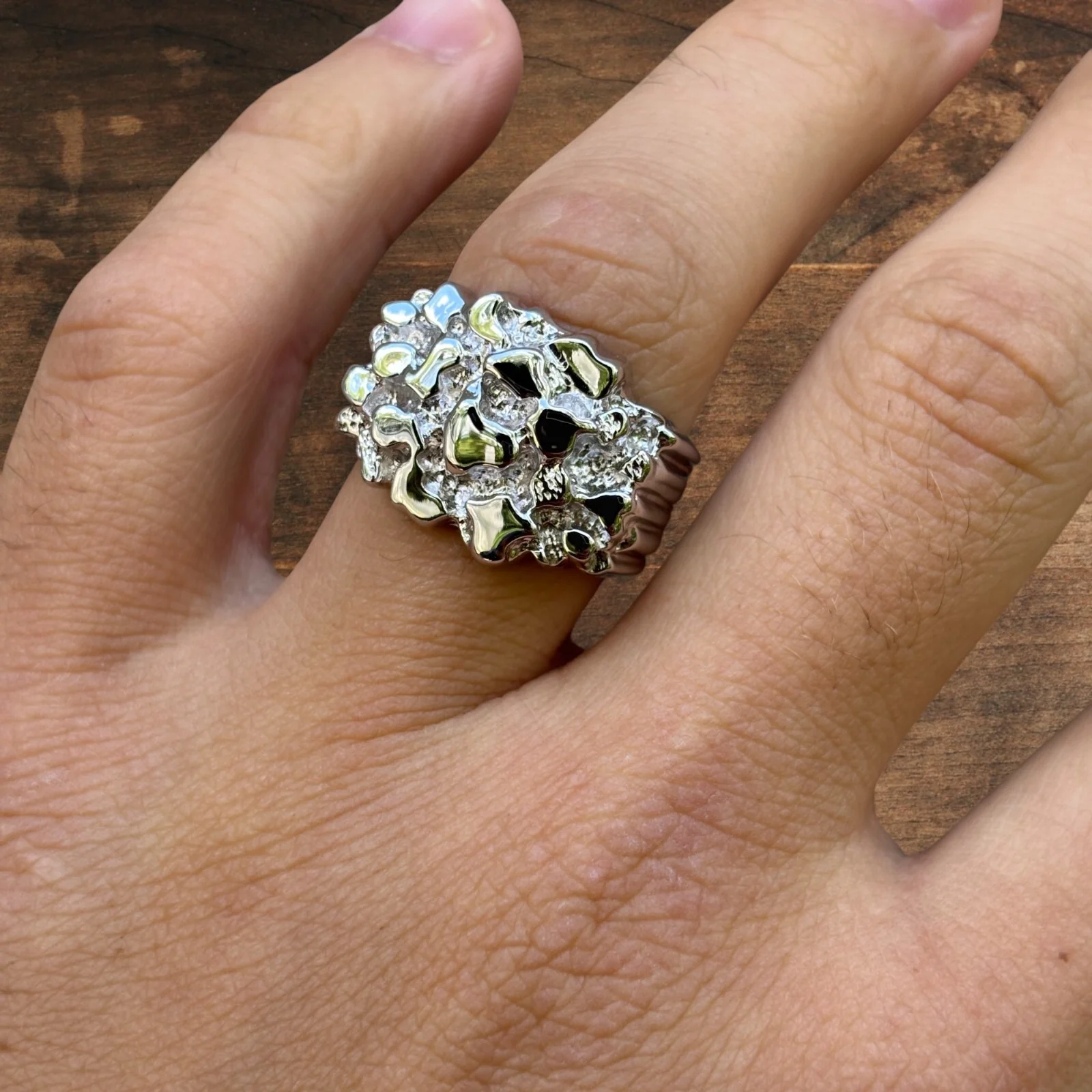 925 Sterling Silver Nugget Ring - Image 7