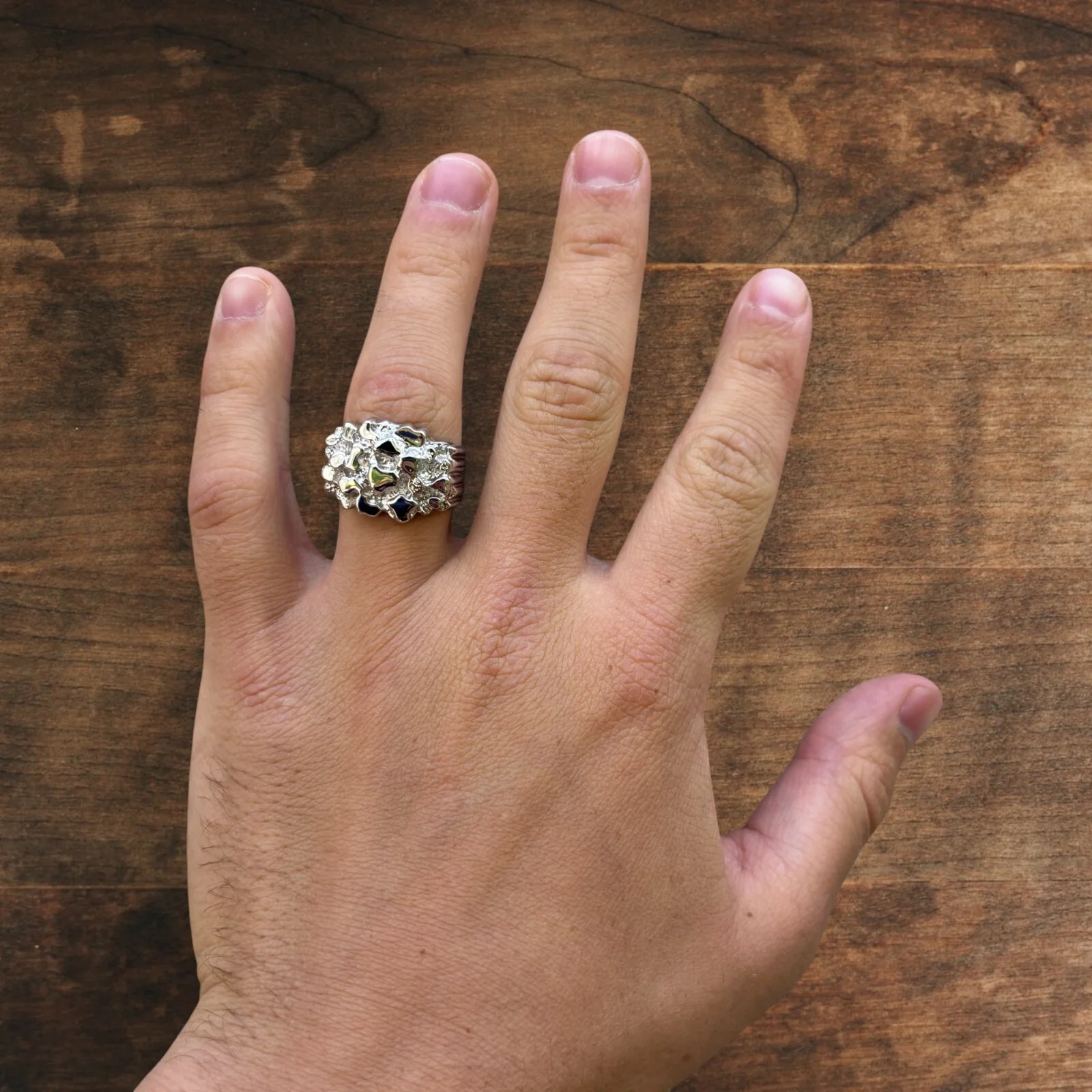 925 Sterling Silver Nugget Ring - Image 8