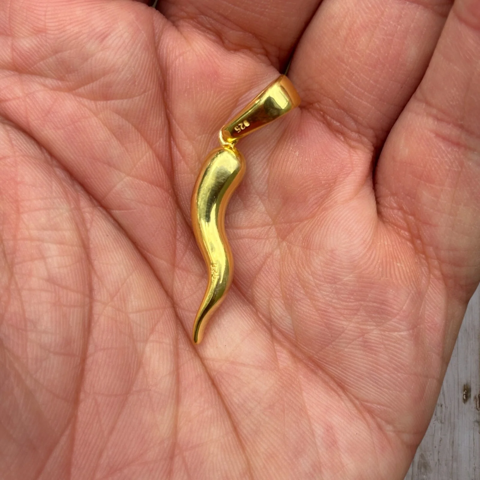 925 Sterling Silver Italian Horn Pendant - Image 5