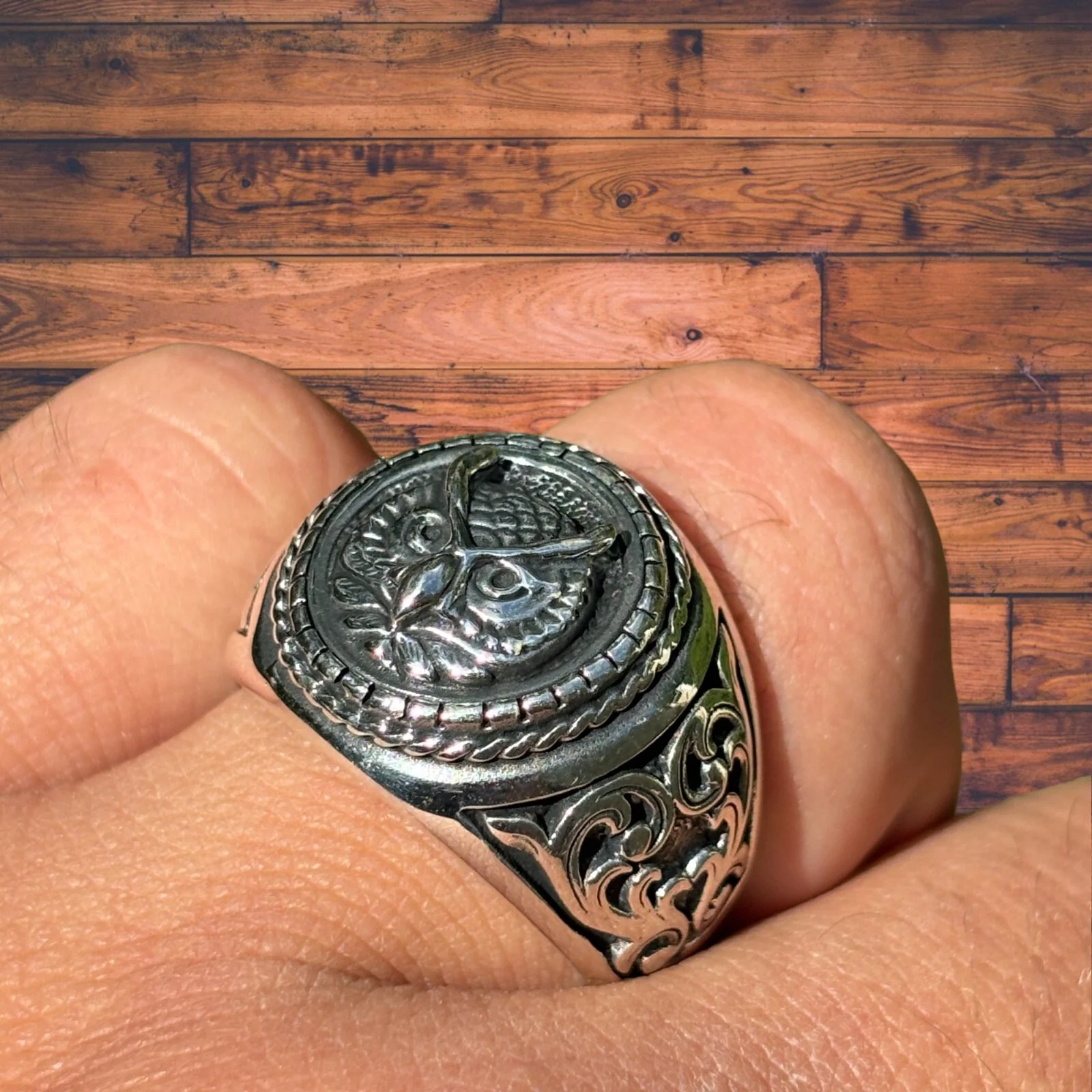 925 Sterling Silver Owl Ring - Image 4