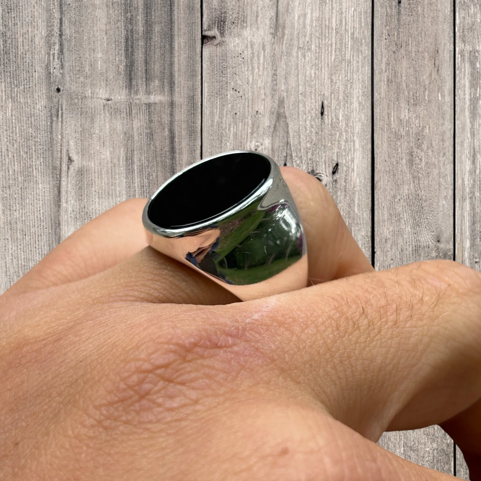 925 Sterling Silver Oval Black Onyx Ring - Image 11