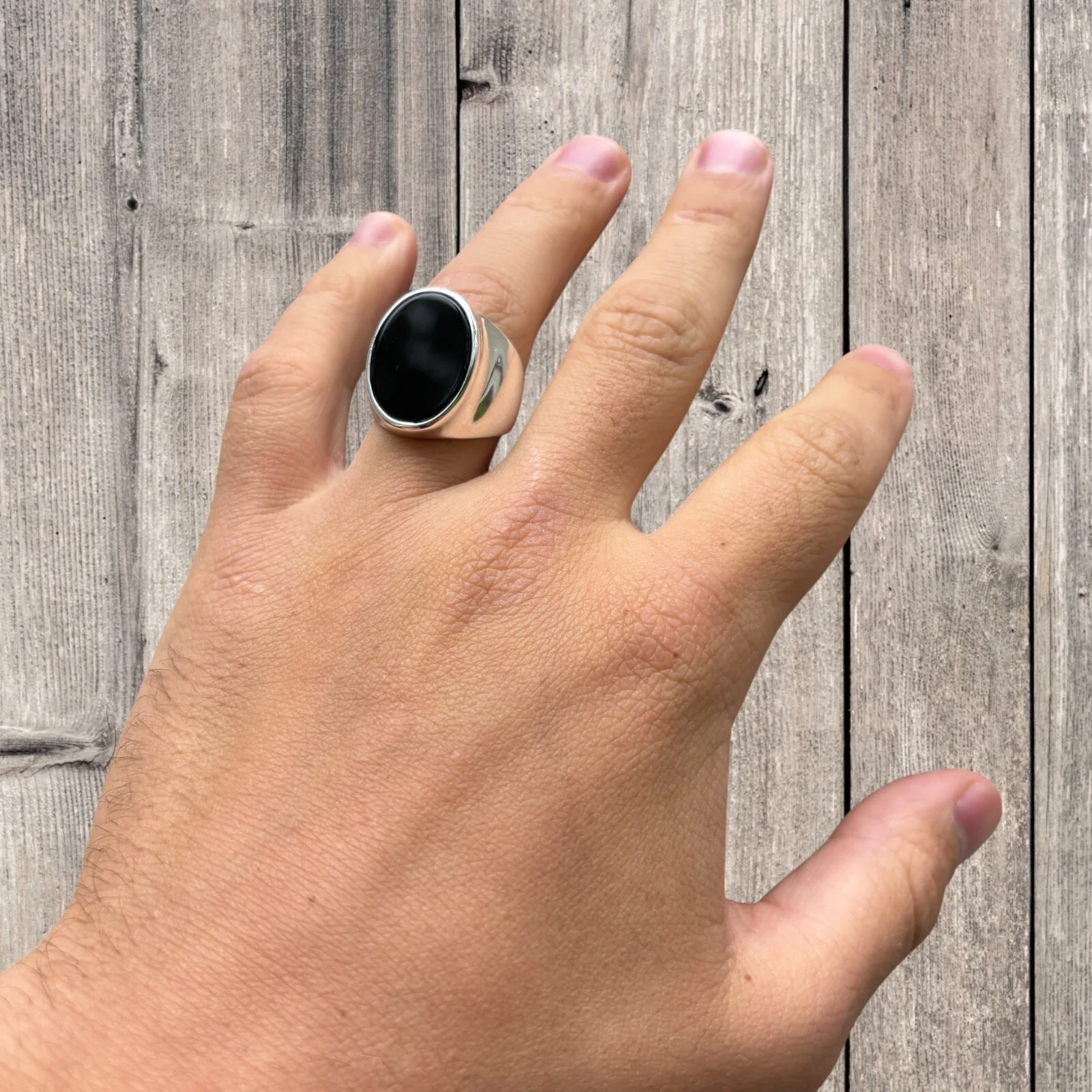 925 Sterling Silver Oval Black Onyx Ring - Image 12