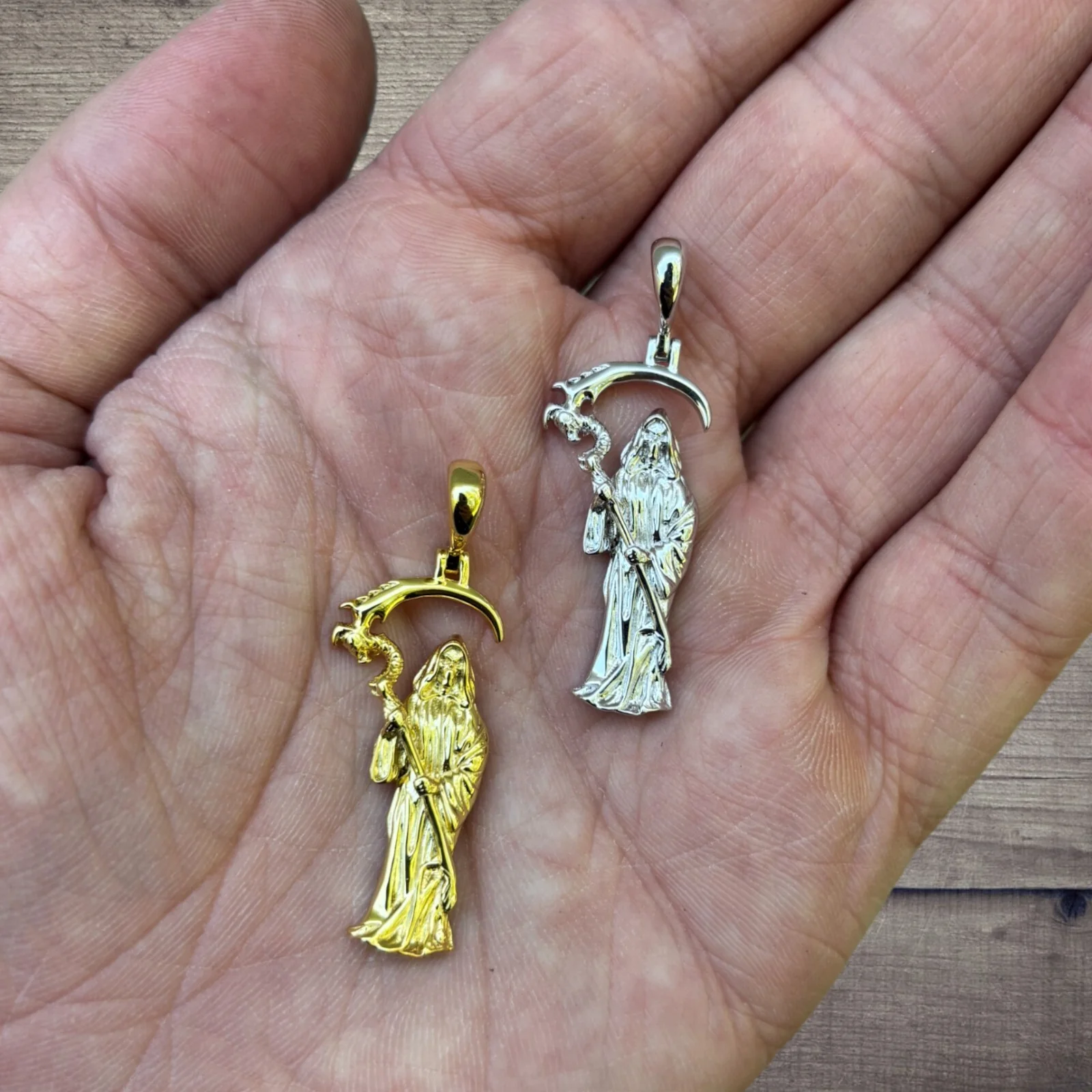 925 Sterling Silver Santa Muerte Grim Reaper Pendant - Image 5